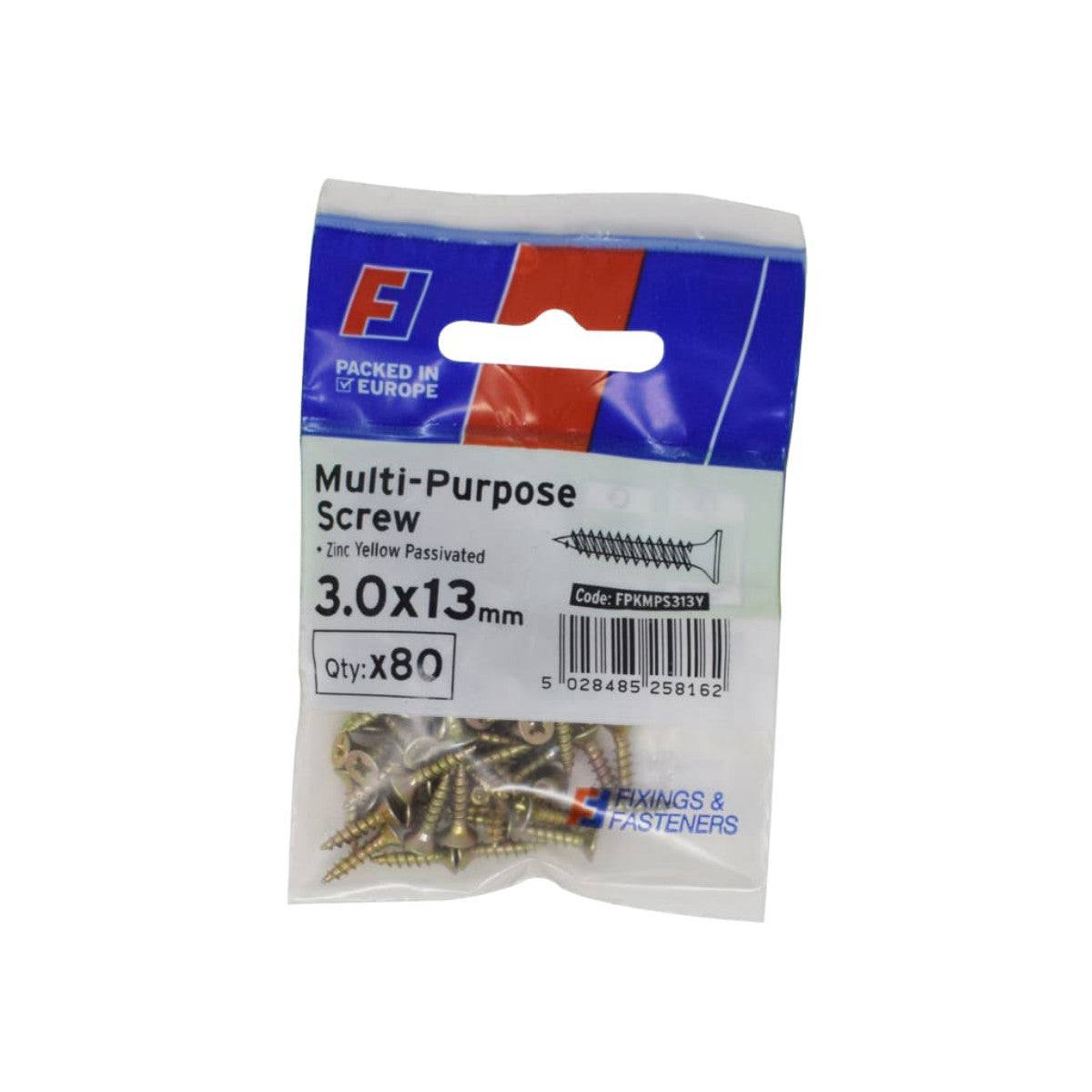 ForgeFix Multi-Purpose Pozi Screw CSK ST ZYP 3.0 x 13mm ForgePack 80 FORFPMS313Y