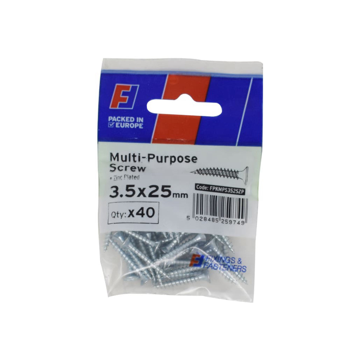 ForgeFix Multi-Purpose Pozi Screw CSK ST ZP 3.5 x 25mm ForgePack 40 FORFPMS3525Z
