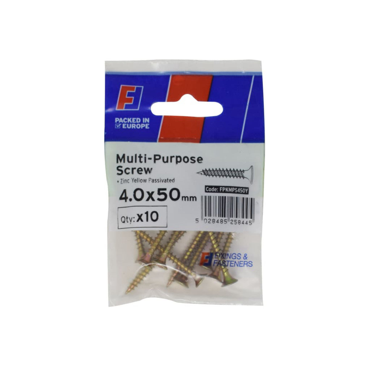 ForgeFix Multi-Purpose Pozi Screw CSK ST ZYP 4.0 x 50mm ForgePack 10 FORFPMS450Y