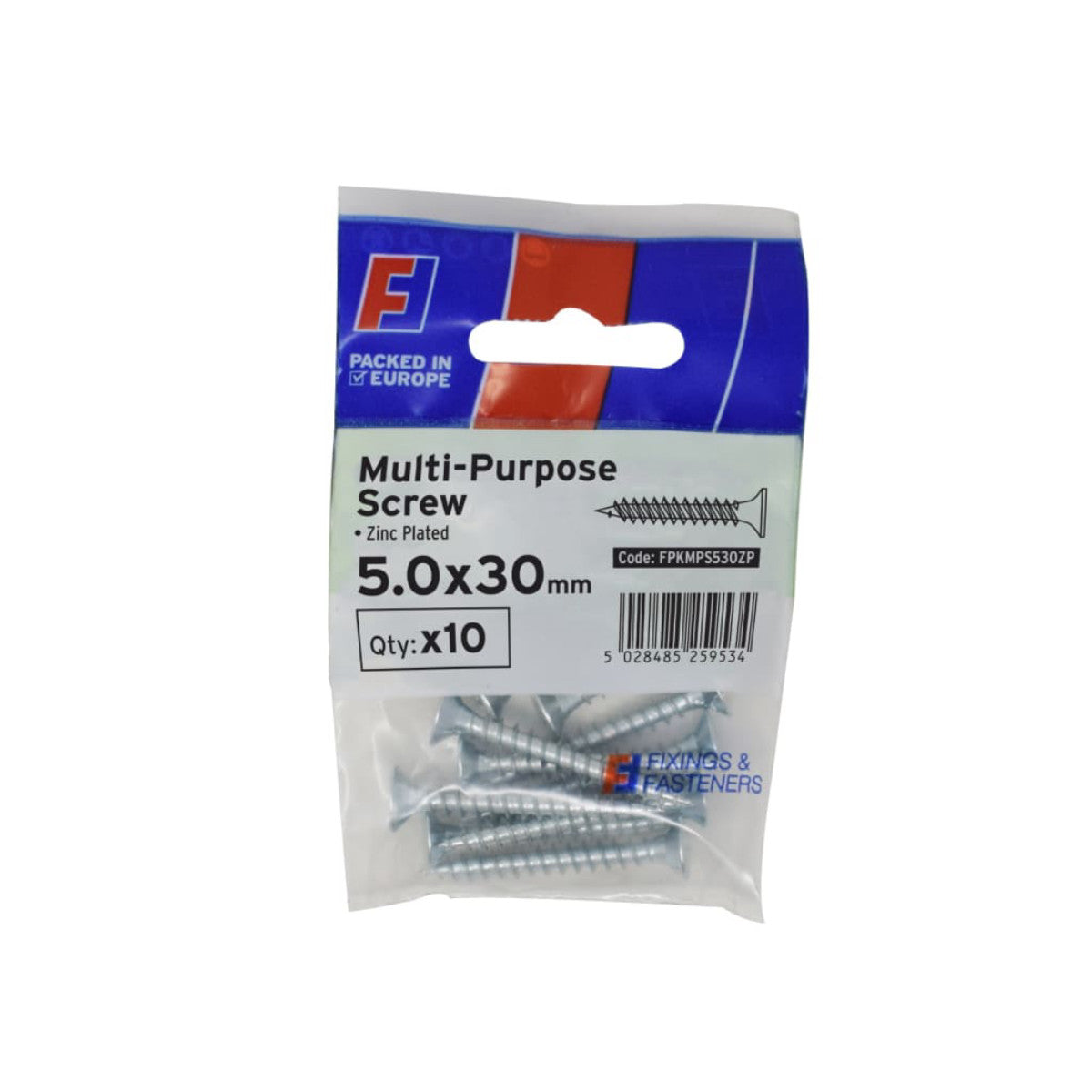ForgeFix Multi-Purpose Pozi Screw CSK ST ZP 5.0 x 30mm ForgePack 10 FORFPMS530Z