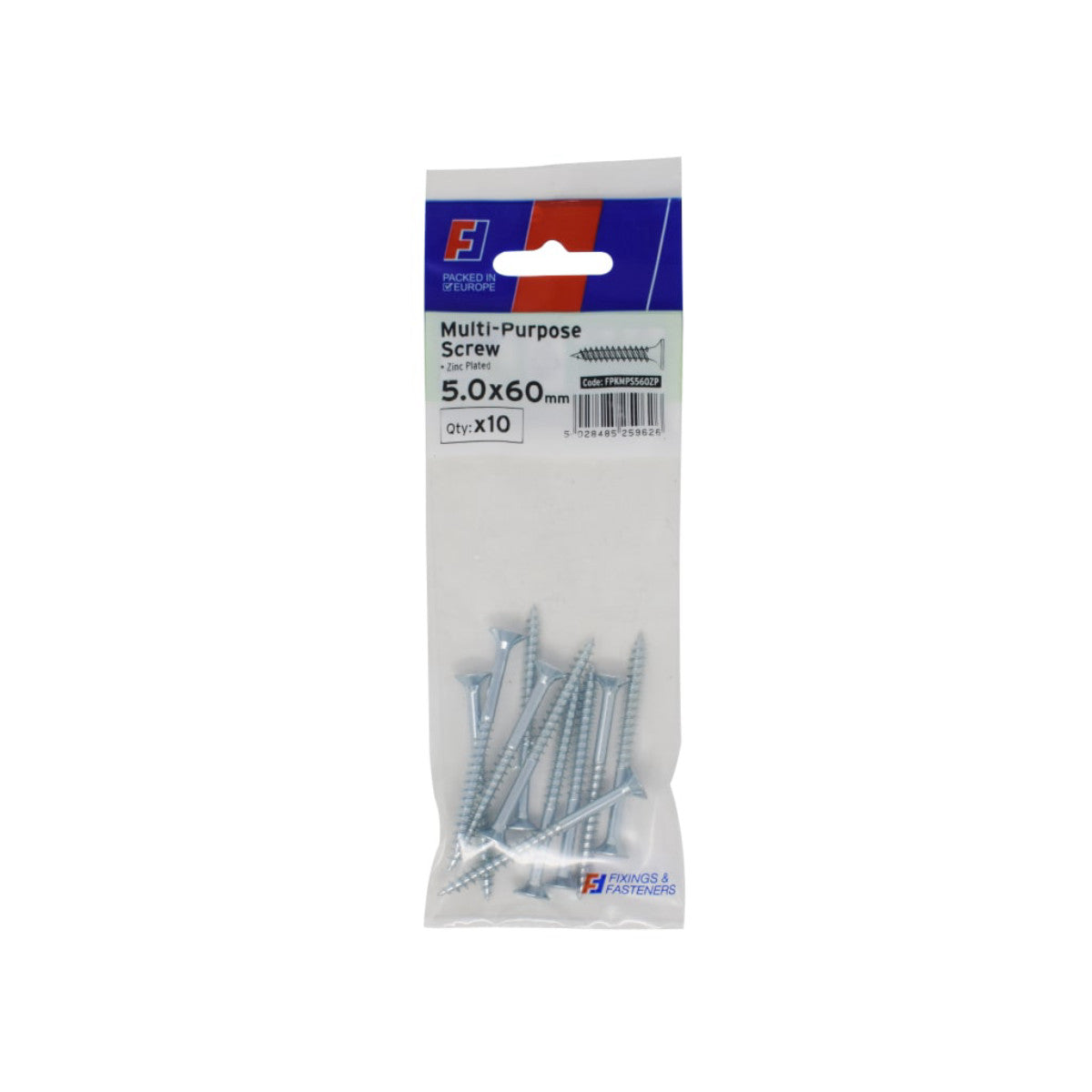 ForgeFix Multi-Purpose Pozi Screw CSK ST ZP 5.0 x 60mm ForgePack 10 FORFPMS560Z