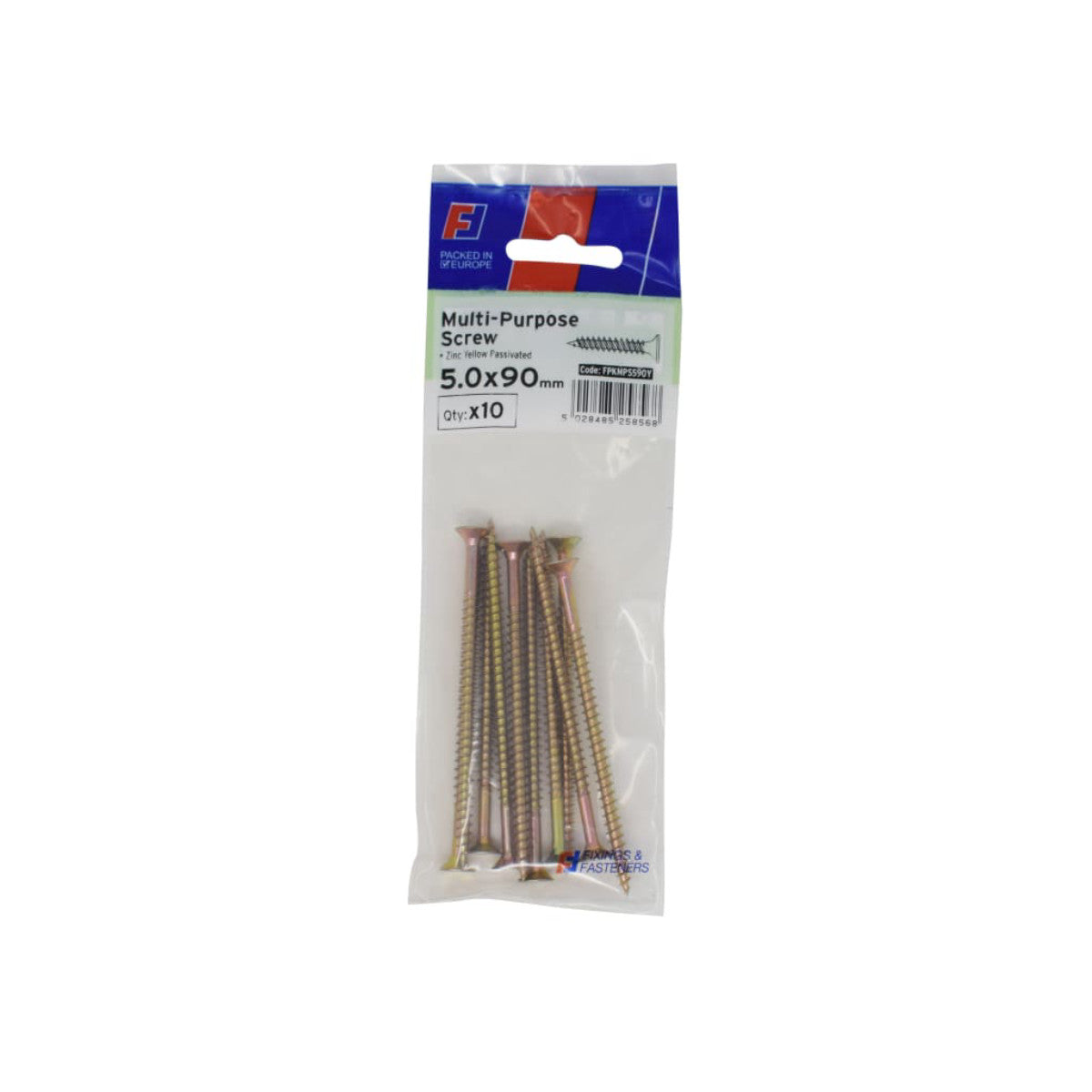 ForgeFix Multi-Purpose Pozi Screw CSK ST ZYP 5.0 x 90mm ForgePack 10 FORFPMS590Y