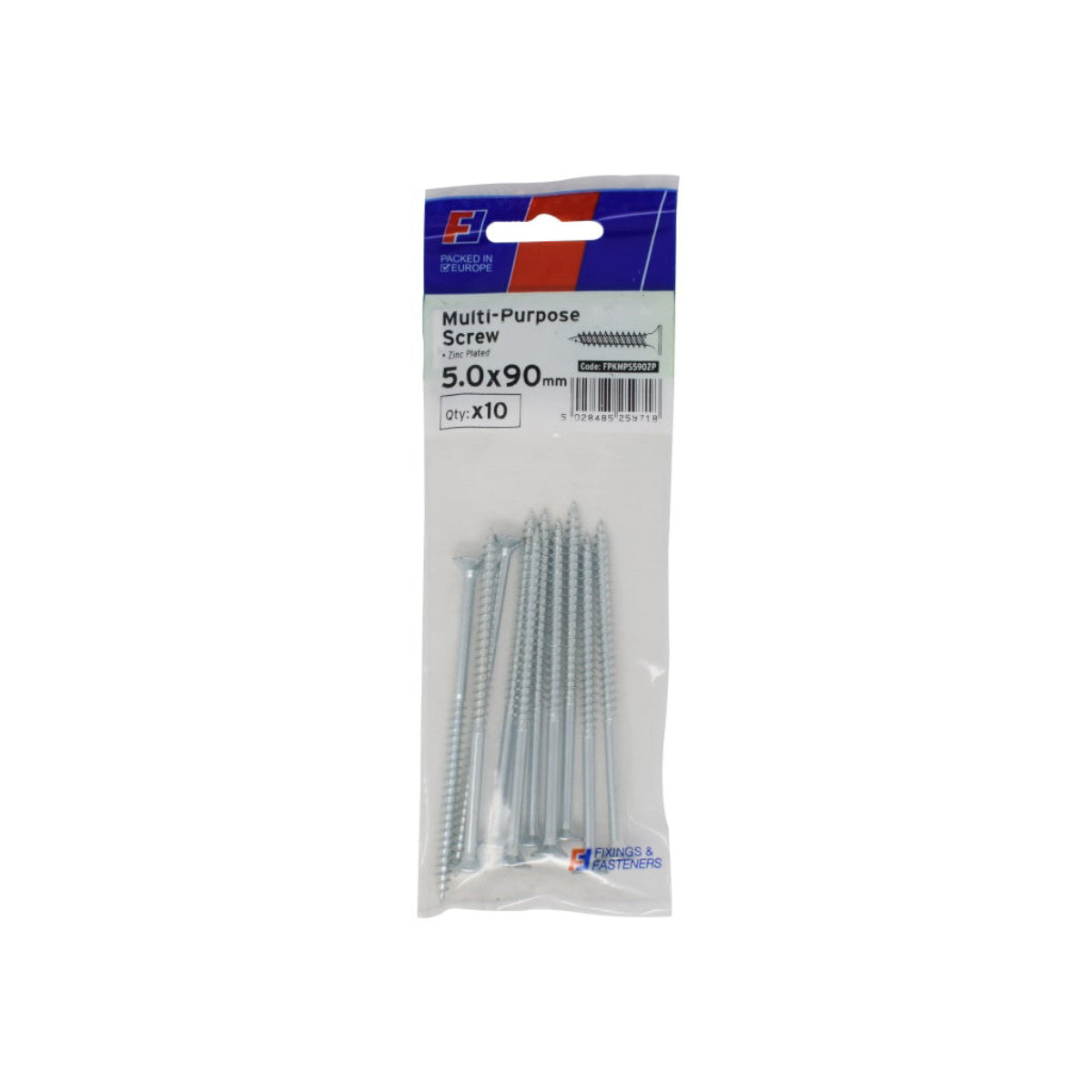 ForgeFix Multi-Purpose Pozi Screw CSK ST ZP 5.0 x 90mm ForgePack 10 FORFPMS590Z