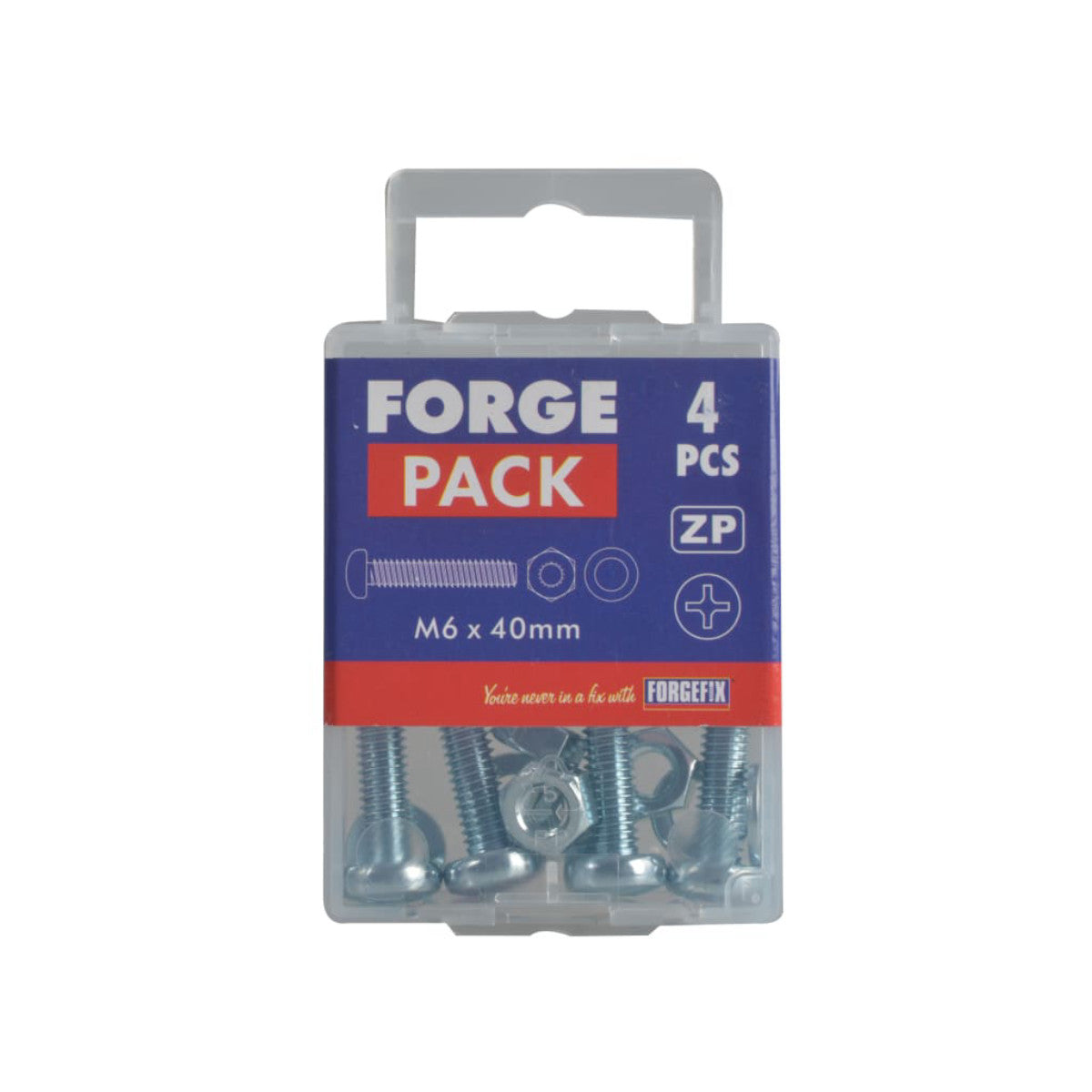 ForgeFix Machine Screw Pozi Compatible Pan Head ZP M6 x 40mm ForgePack 20 FORFPMSPH640