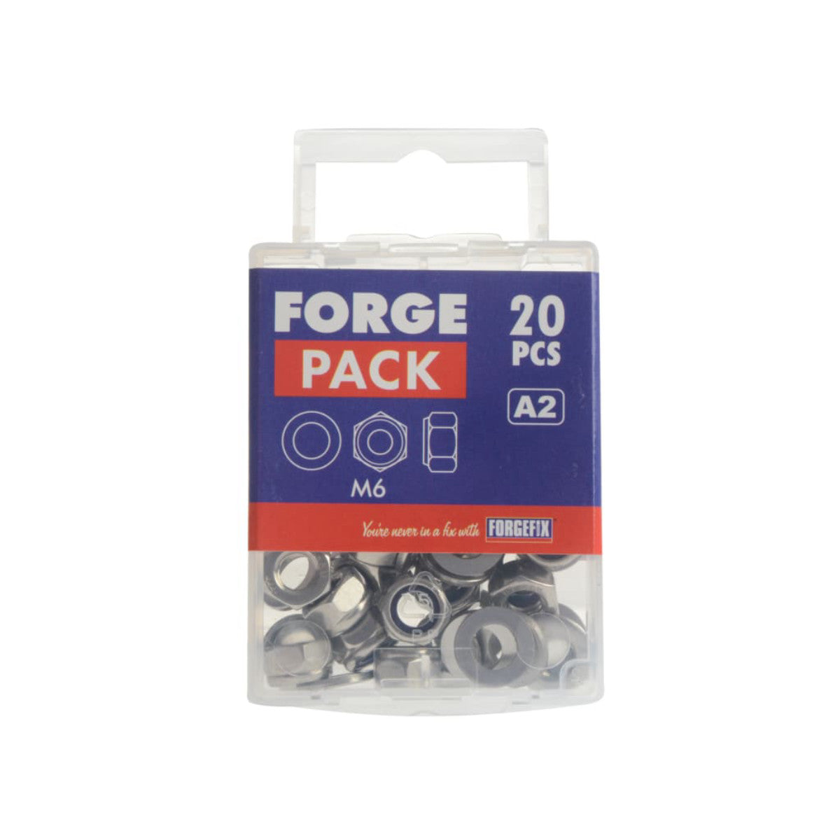 ForgeFix Nyloc Nuts & Washers A2 Stainless Steel M6 ForgePack 20 FORFPNYL6SS