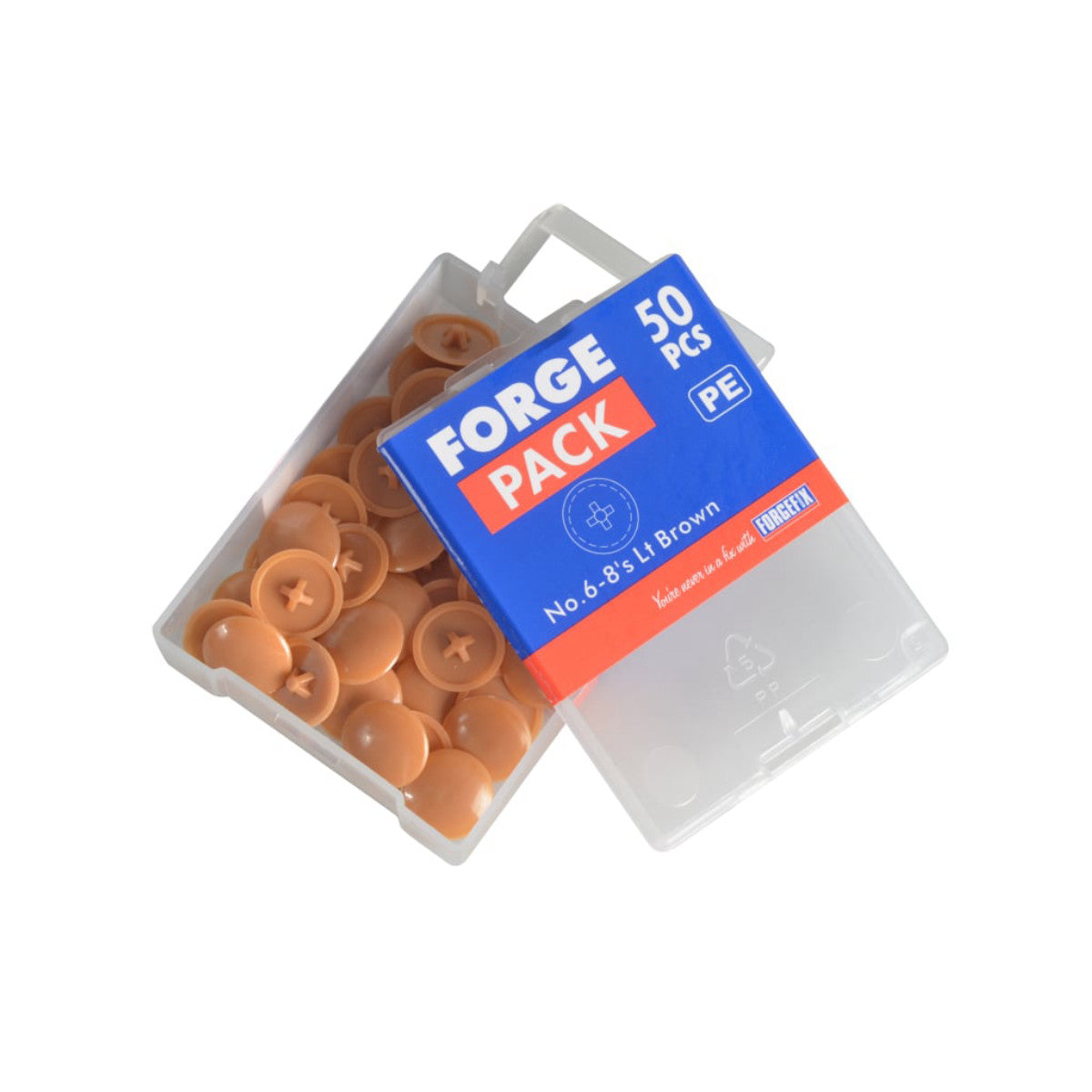 ForgeFix Pozi Compatible Cover Cap Light Brown No.6-8 Forge Pack 50 FORFPPCC4