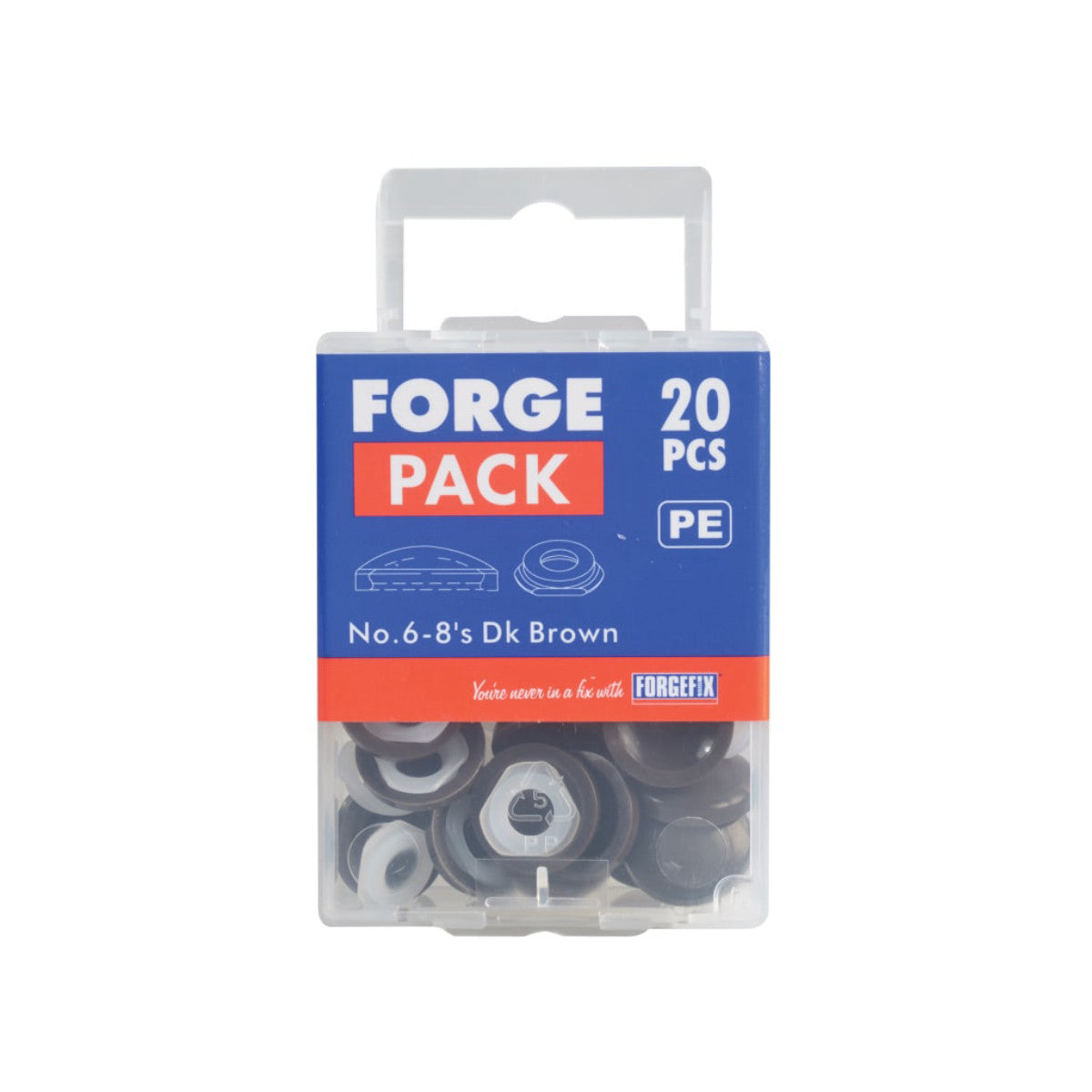ForgeFix Domed Cover Cap Dark Brown No. 6-8 ForgePack 20 FORFPPDT1