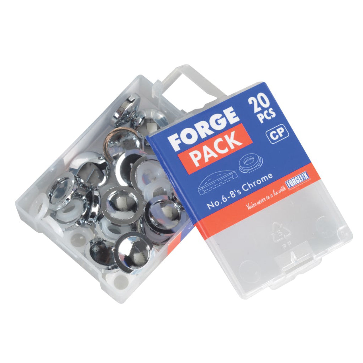 ForgeFix Domed Cover Cap Chrome No. 6-8 Forge Pack 20 FORFPPDT5