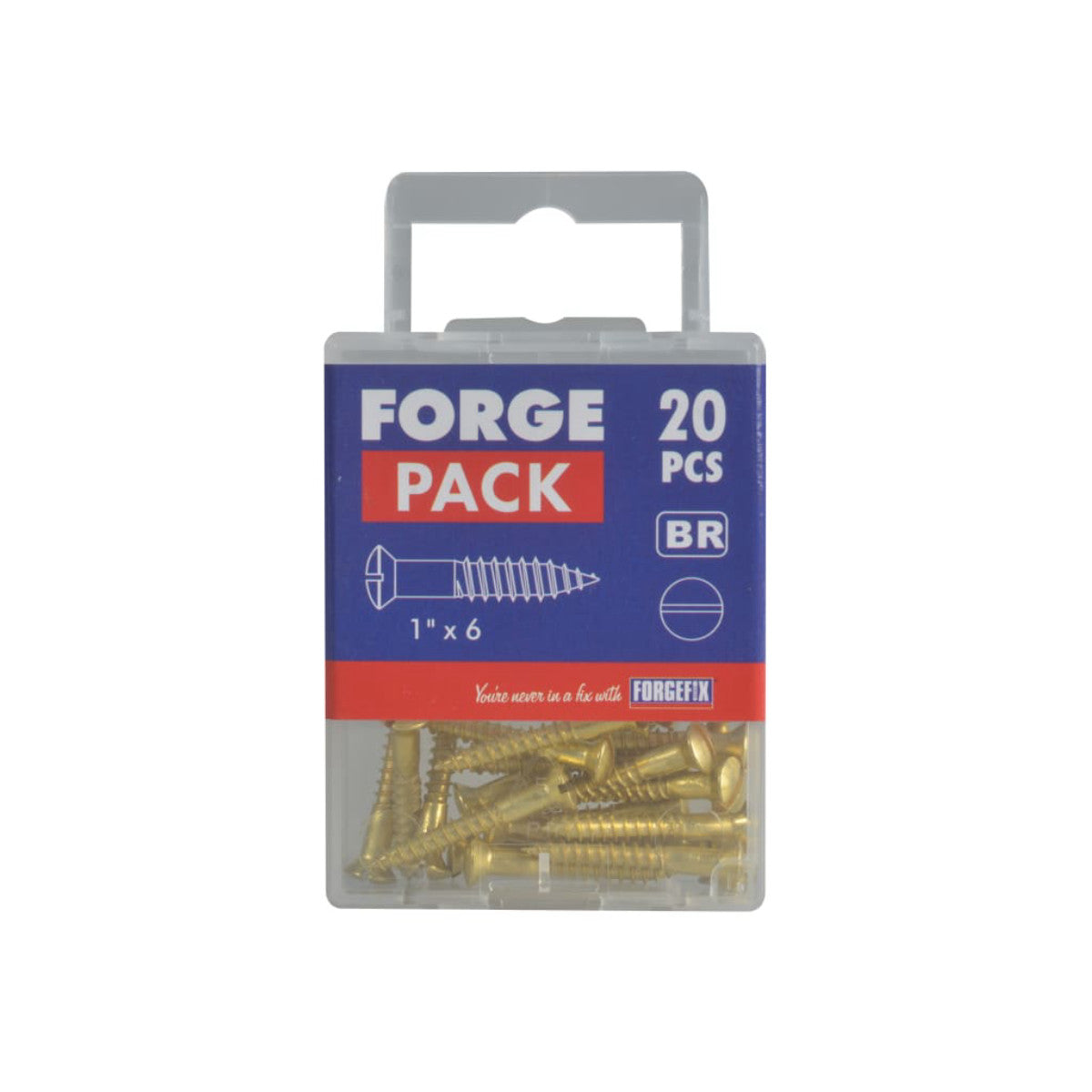 ForgeFix Wood Screw Slotted Raised Head Solid Brass 1in x 6 ForgePack 20 FORFPRA16B