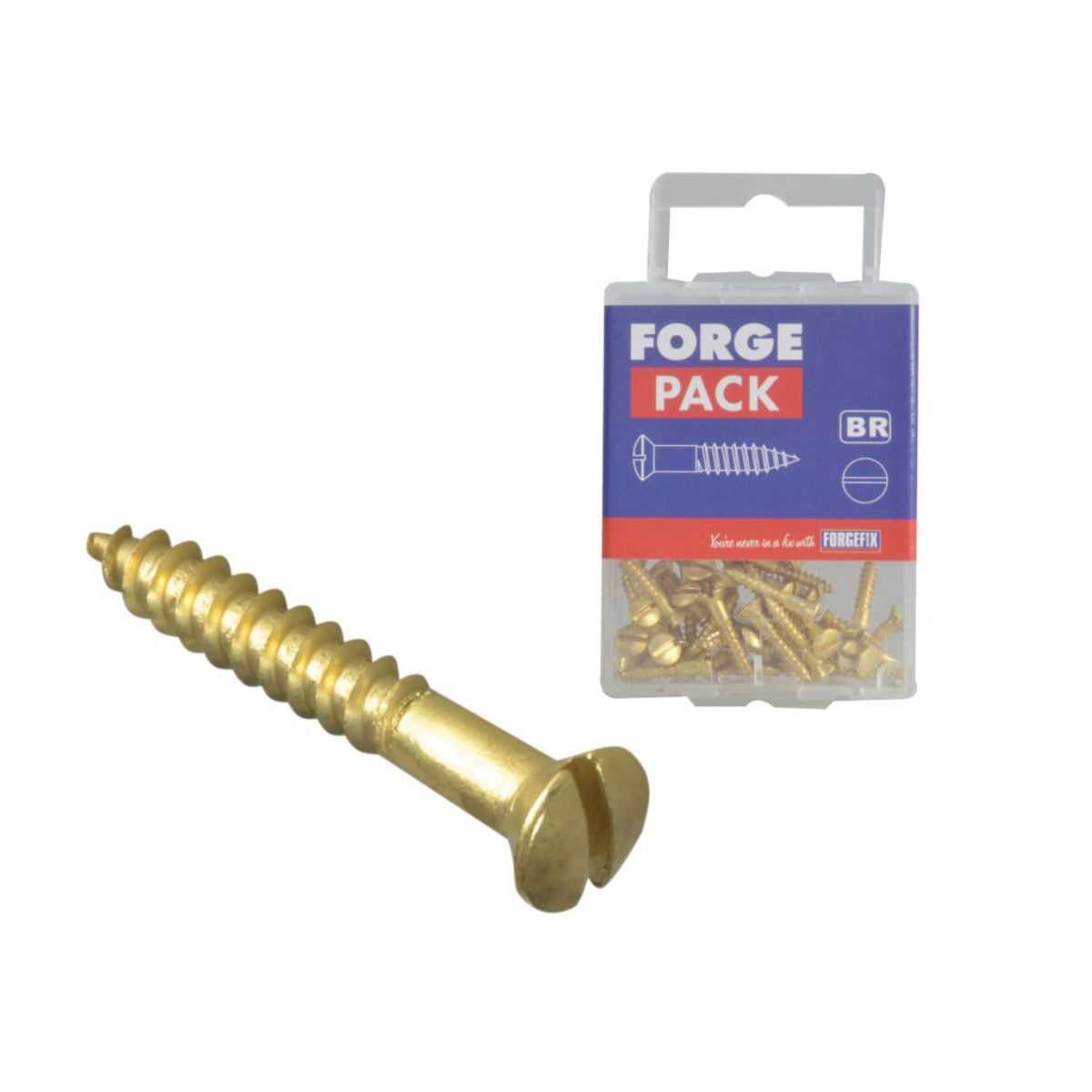 ForgeFix Wood Screw Slotted Raised Head Solid Brass 5/8in x 4 ForgePack 40 FORFPRA584B