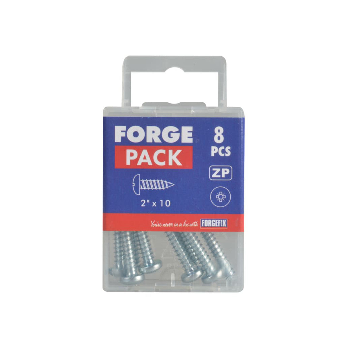 ForgeFix Self-Tapping Screw Pozi Compatible Pan Head ZP 2in x 10 ForgePack 8 FORFPS210Z