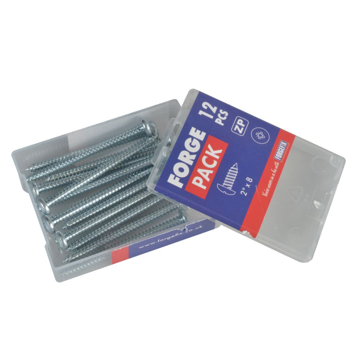 ForgeFix Self-Tapping Screw Pozi Compatible Pan Head ZP 2in x 8 ForgePack 12 FORFPS28Z