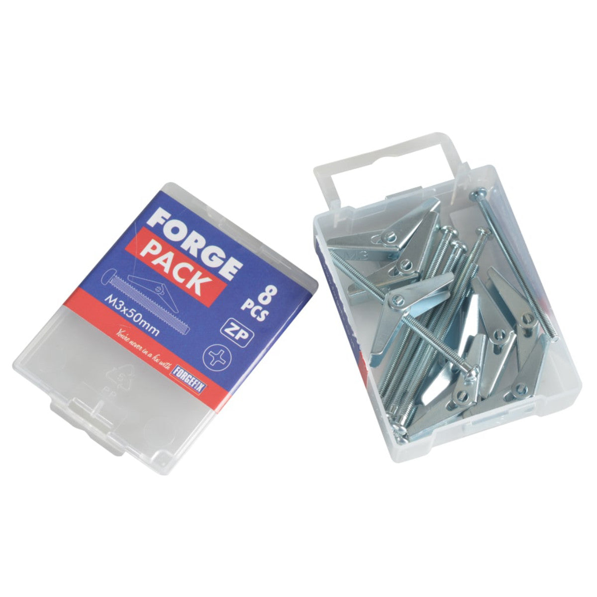 ForgeFix Plasterboard Spring Toggle ZP M3 X 50mm ForgePack 8 FORFPTOG350