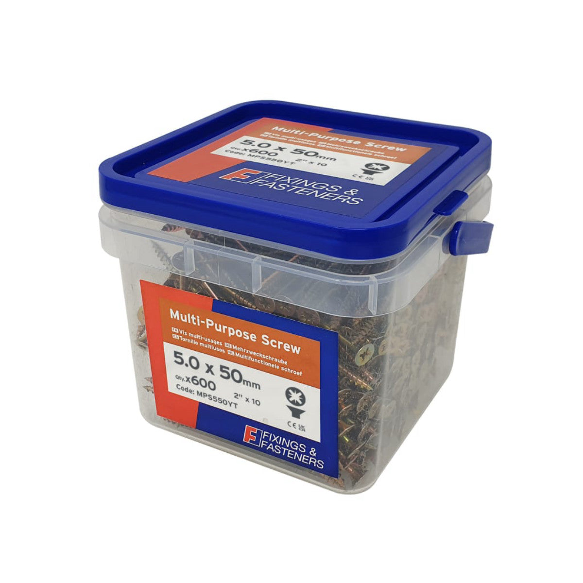ForgeFix Multi-Purpose Pozi Compatible Screw CSK ST ZYP 5.0 x 50mm Tub 600 FORMPS550YT
