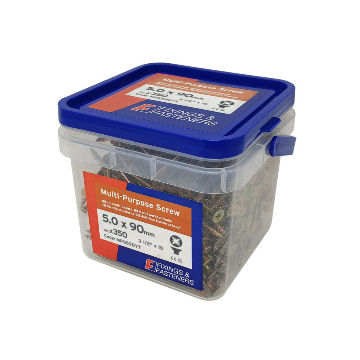 ForgeFix Multi-Purpose Pozi Compatible Screw CSK ST ZYP 5.0 x 90mm Tub 350 FORMPS590YT