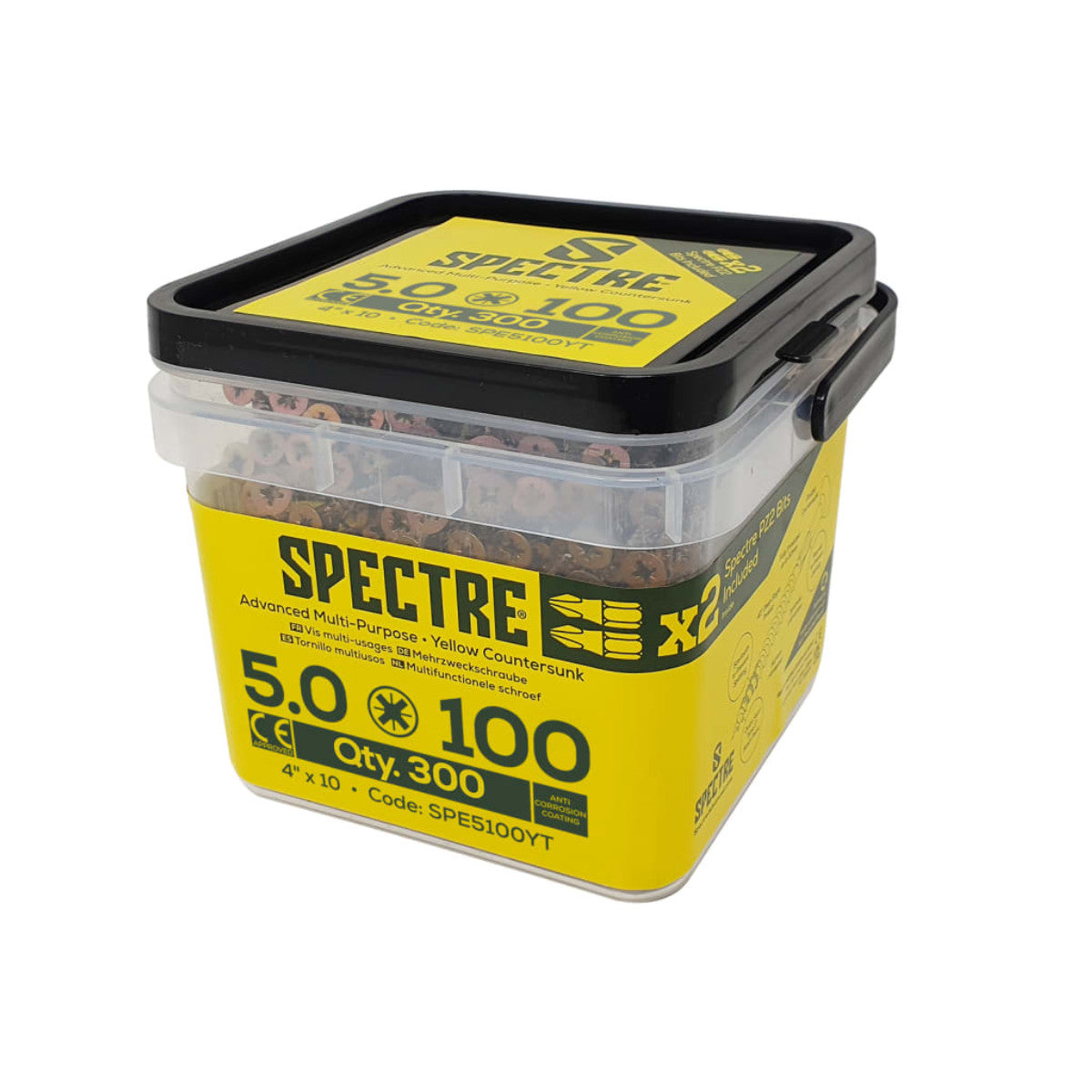 ForgeFix Spectre PZ Compatible Wood Screw CSK ZYP 5.0 x 100mm Tub 300 FORSP5100YT