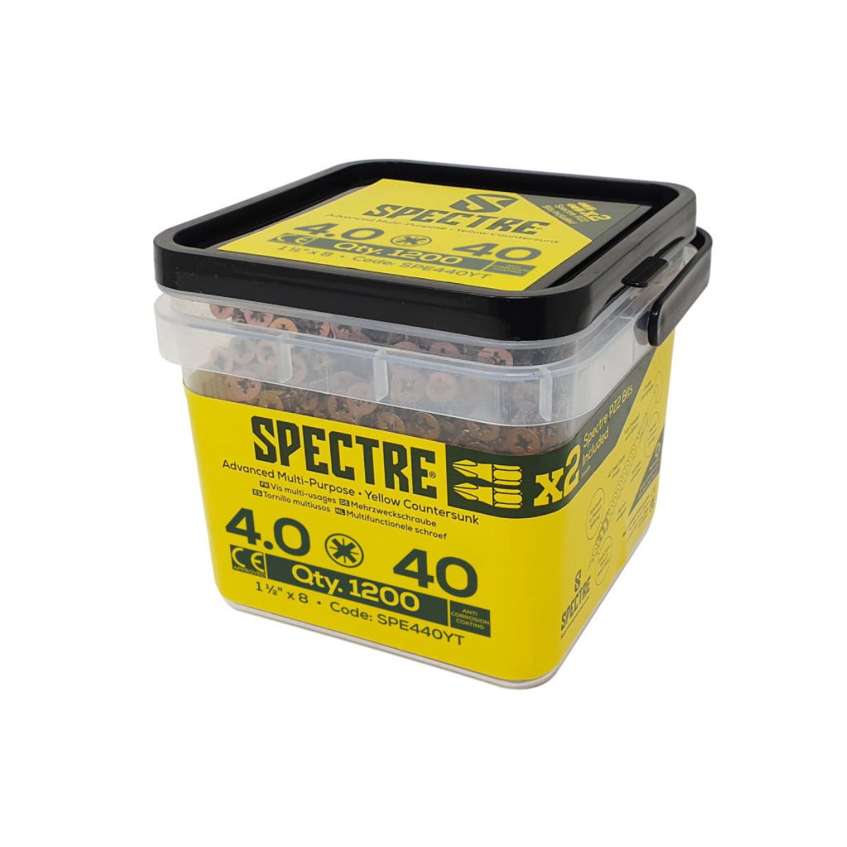 ForgeFix Spectre PZ Compatible Wood Screw CSK ZYP 5.0 x 40mm Box 500 FORSPE540YB