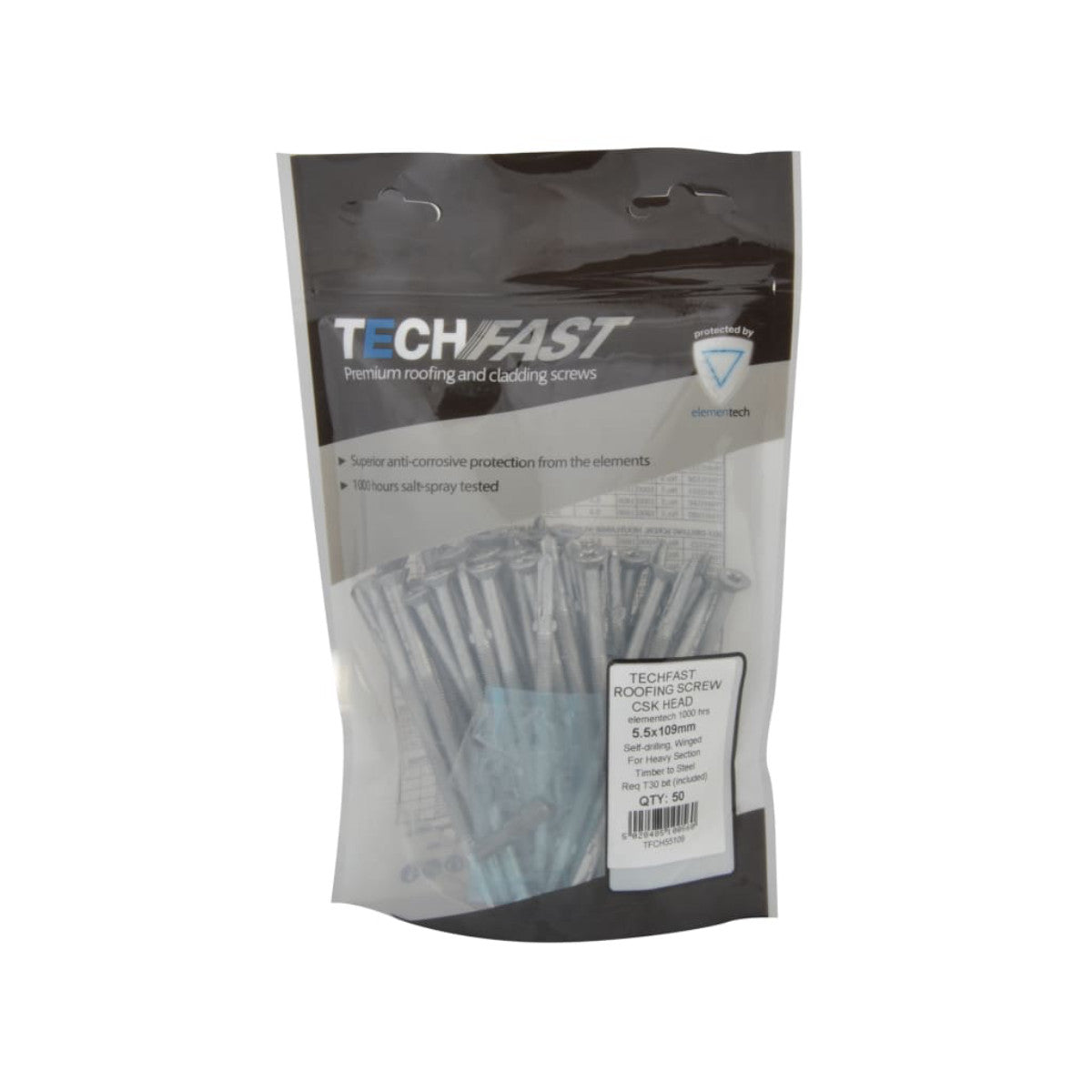 ForgeFix TechFast Roofing Screw Timber - Steel Heavy Section 5.5 x 109mm Pack 50 FORTFCH55109