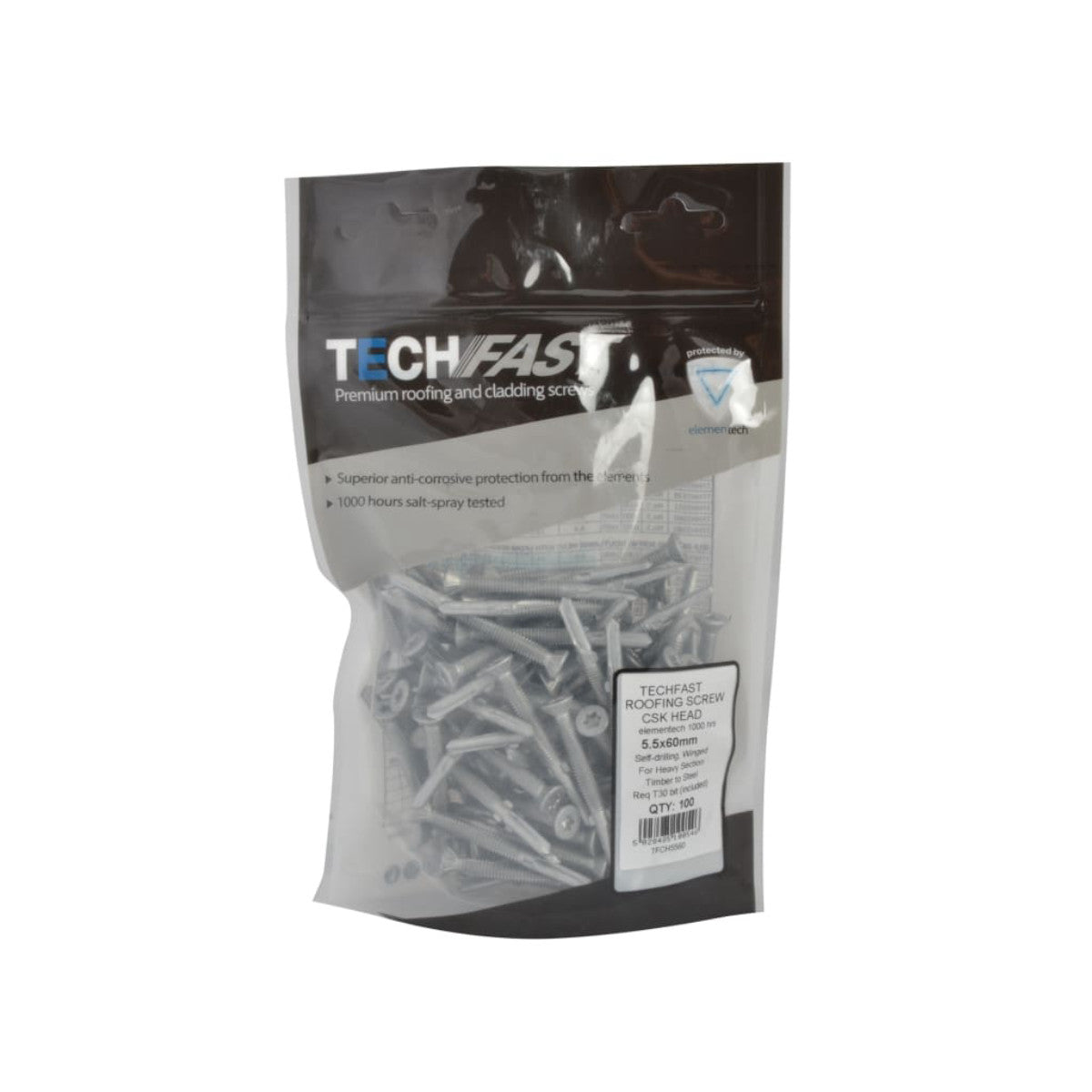 ForgeFix TechFast Roofing Screw Timber - Steel Heavy Section 5.5 x 60mm Pack 100 FORTFCH5560