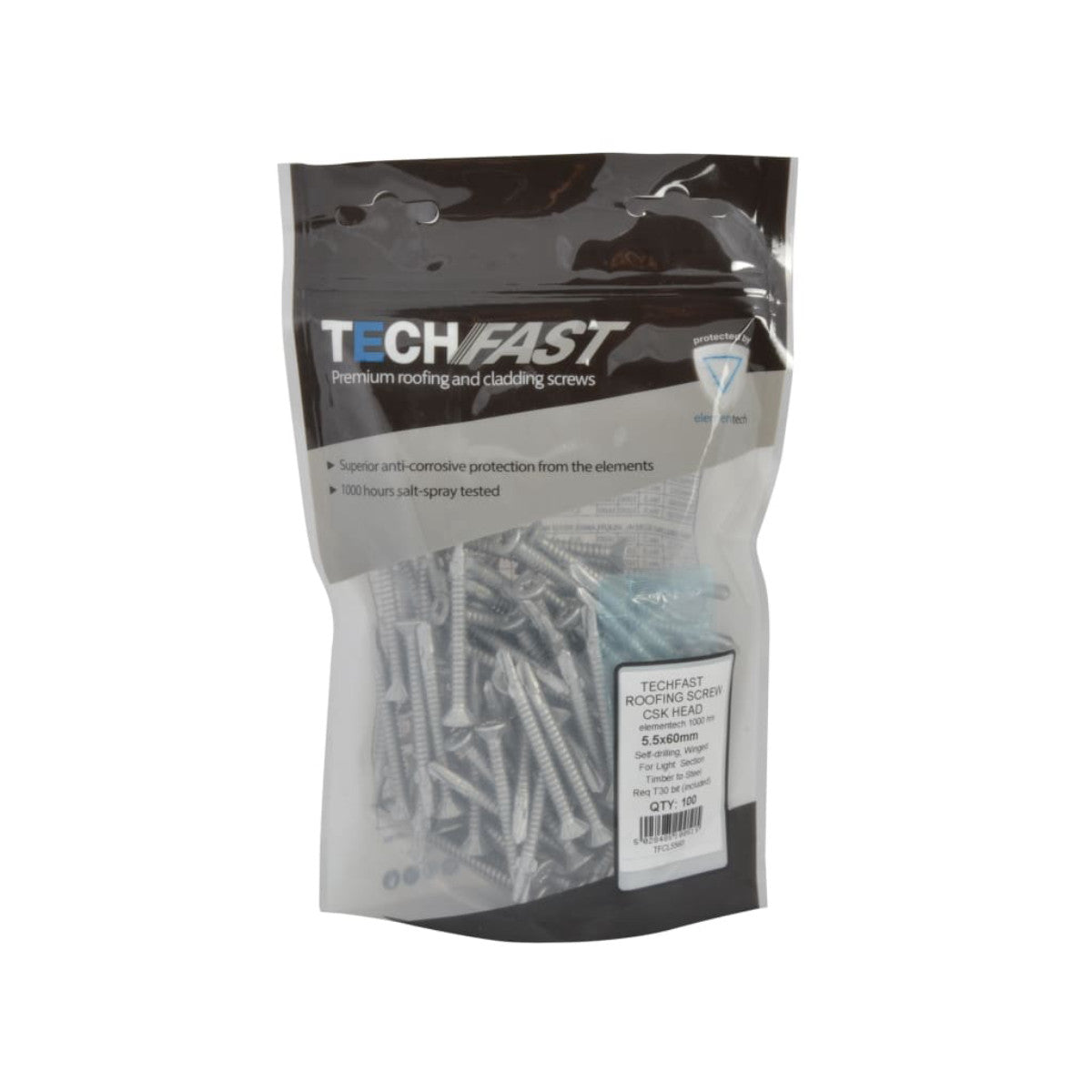 ForgeFix TechFast Roofing Screw Timber - Steel Light Section 5.5 x 60mm Pack 100 FORTFCL5560