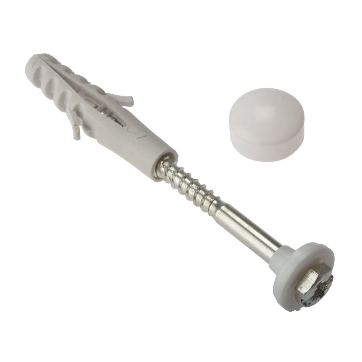 ForgeFix W.C. Fixing Kit White Cap M6 x 80mm (1 Pair) FORWCFK680