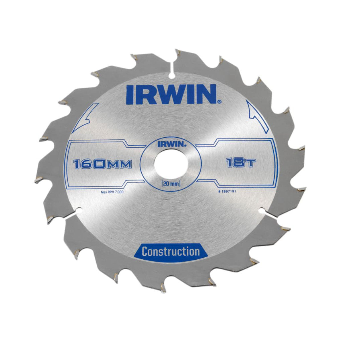 IRWIN Construction Circular Saw Blade 160 x 20mm x 18T ATB IRW1897191