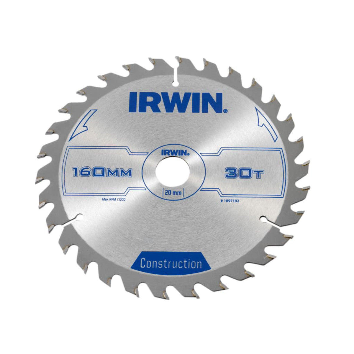 IRWIN Construction Circular Saw Blade 160 x 20mm x 30T ATB IRW1897192