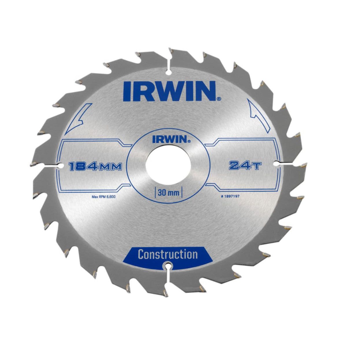 IRWIN Construction Circular Saw Blade 184 x 30mm x 24T ATB IRW1897197