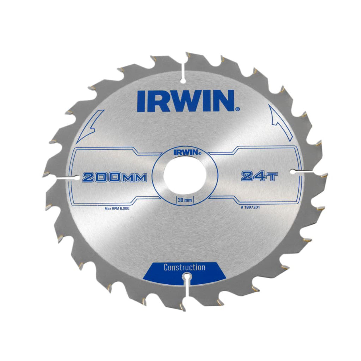 IRWIN Construction Circular Saw Blade 200 x 30mm x 24T ATB IRW1897201