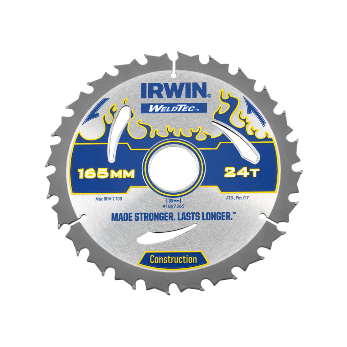 IRWIN Weldtec Circular Saw Blade 165 x 30mm x 24T ATB IRW1897365