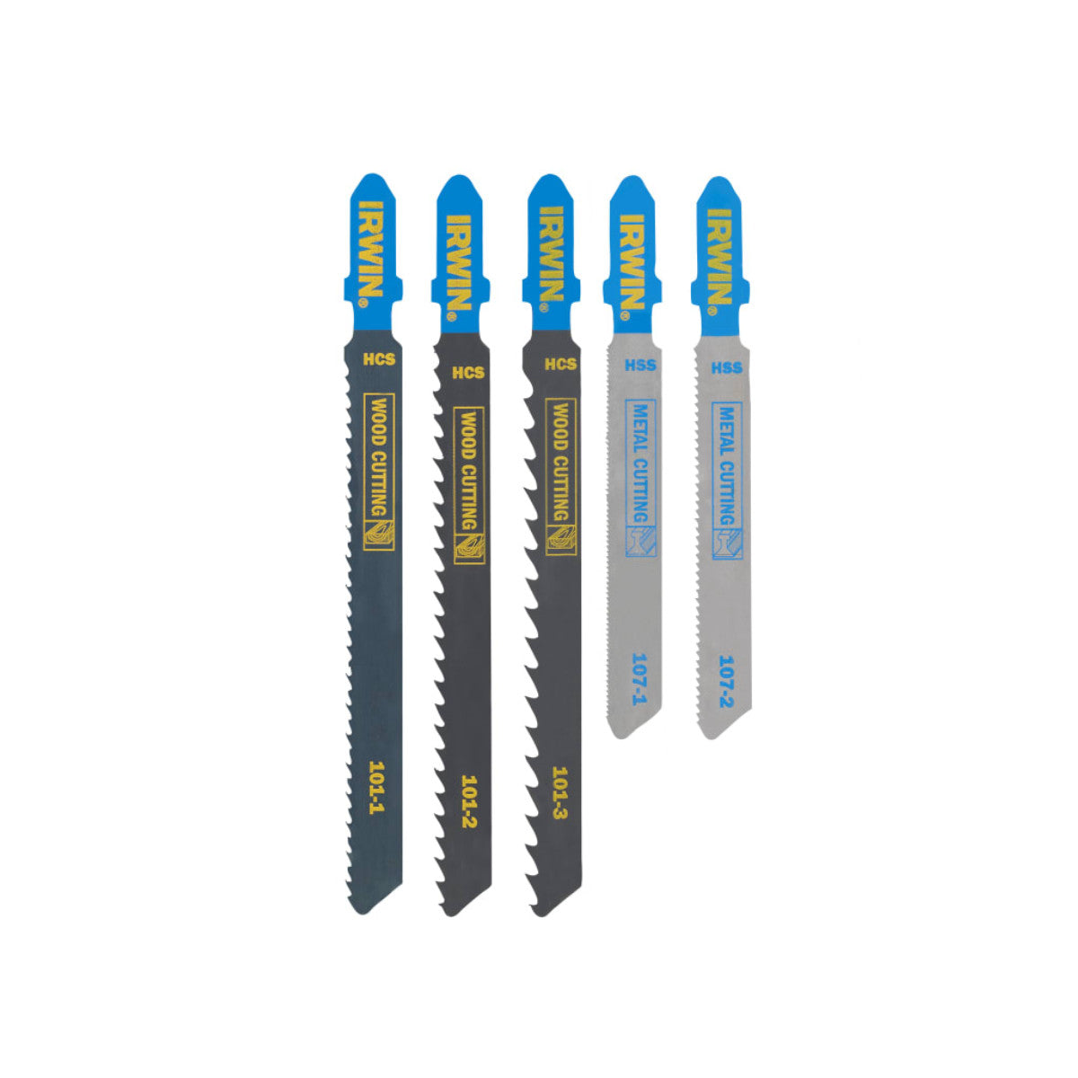 IRWIN HCS/HSS T-Shank Jigsaw Blade Set, 5 Piece IRWIW1014501
