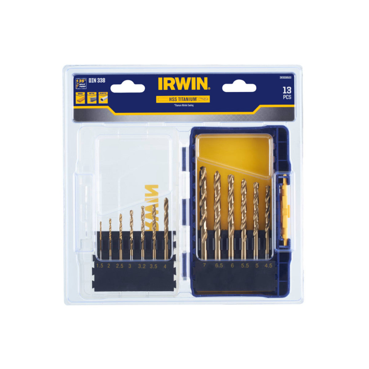 IRWIN HSS Titanium Metal Drill Bit Set, 13 Piece IRWIW3038503