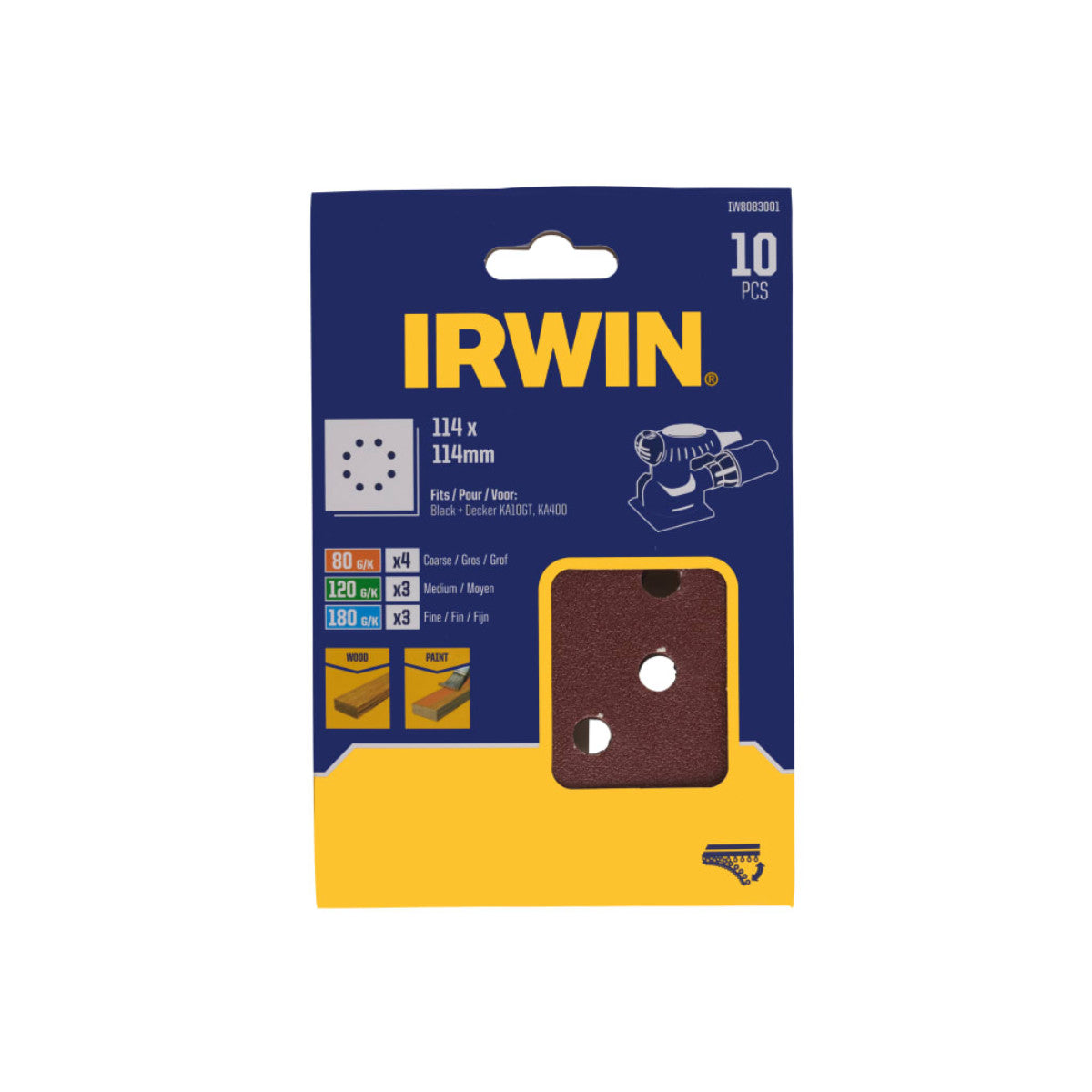IRWIN 1/4 Punched Sanding Sheet Set, 10 Piece IRWIW8083001