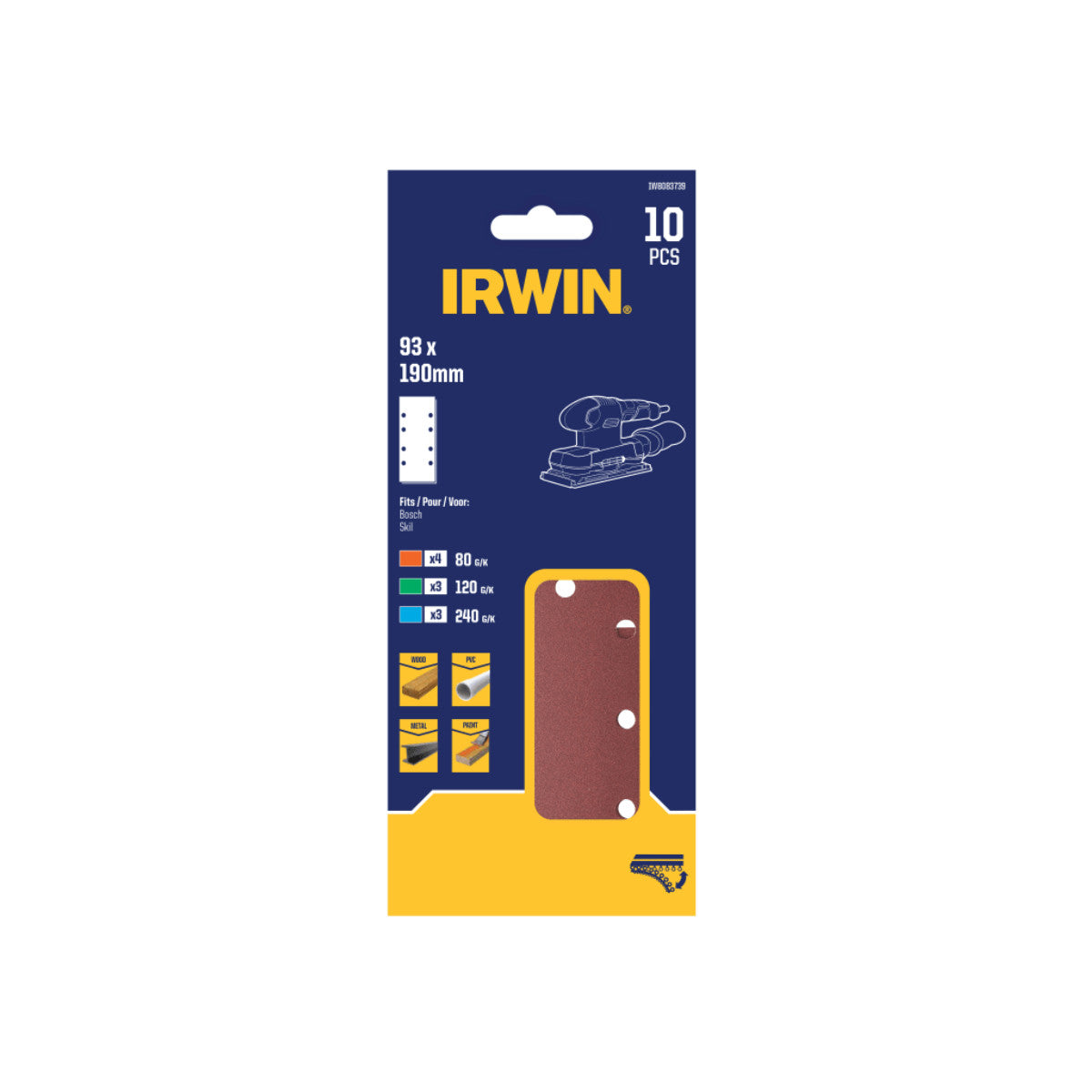 IRWIN 1/3 Punched Quick Fit Sanding Sheet Set, 10 Piece IRWIW8083739