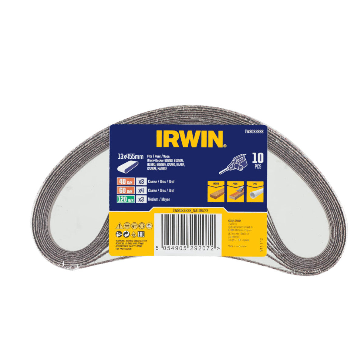 IRWIN Powerfile Sanding Belt Set, 10 Piece IRWIW8083838