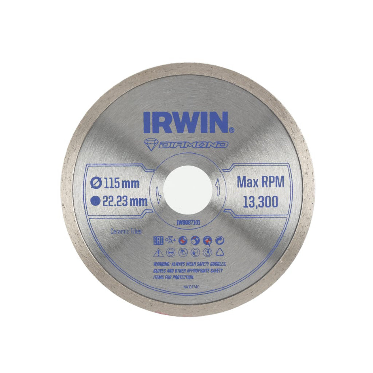 IRWIN Continuous Rim Diamond Blade 115 x 22.23mm IRWIW8087101