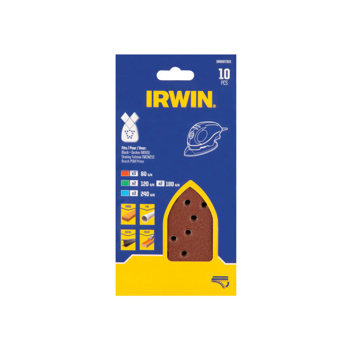 IRWIN Mouse Sanding Sheet Set, 10 Piece IRWIW8087303