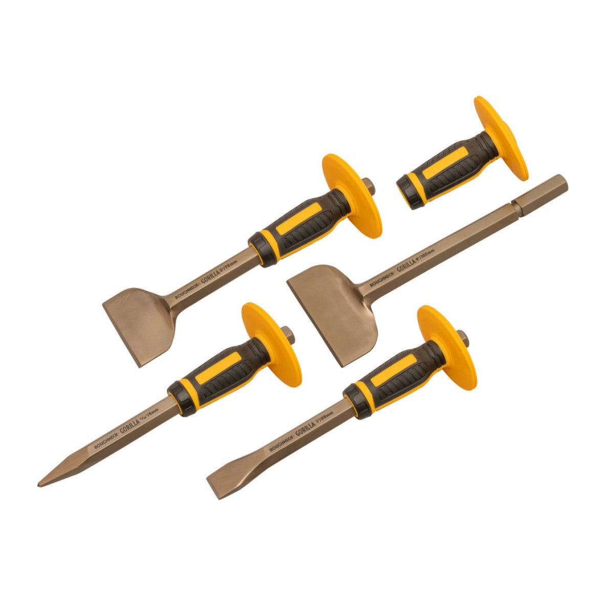 Roughneck GORILLA Bolster & Chisel Set with Non-Slip Guards, 4 Piece ROU31934