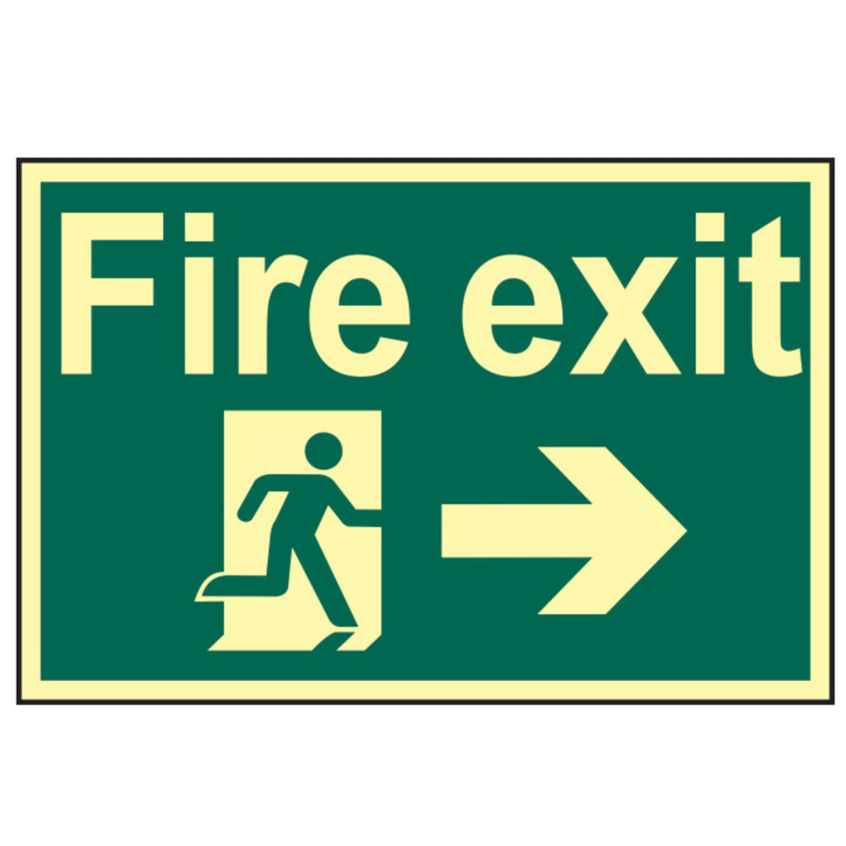 Scan Fire Exit Running Man Arrow Right - Photoluminescent 300 x 200mm SCA1581