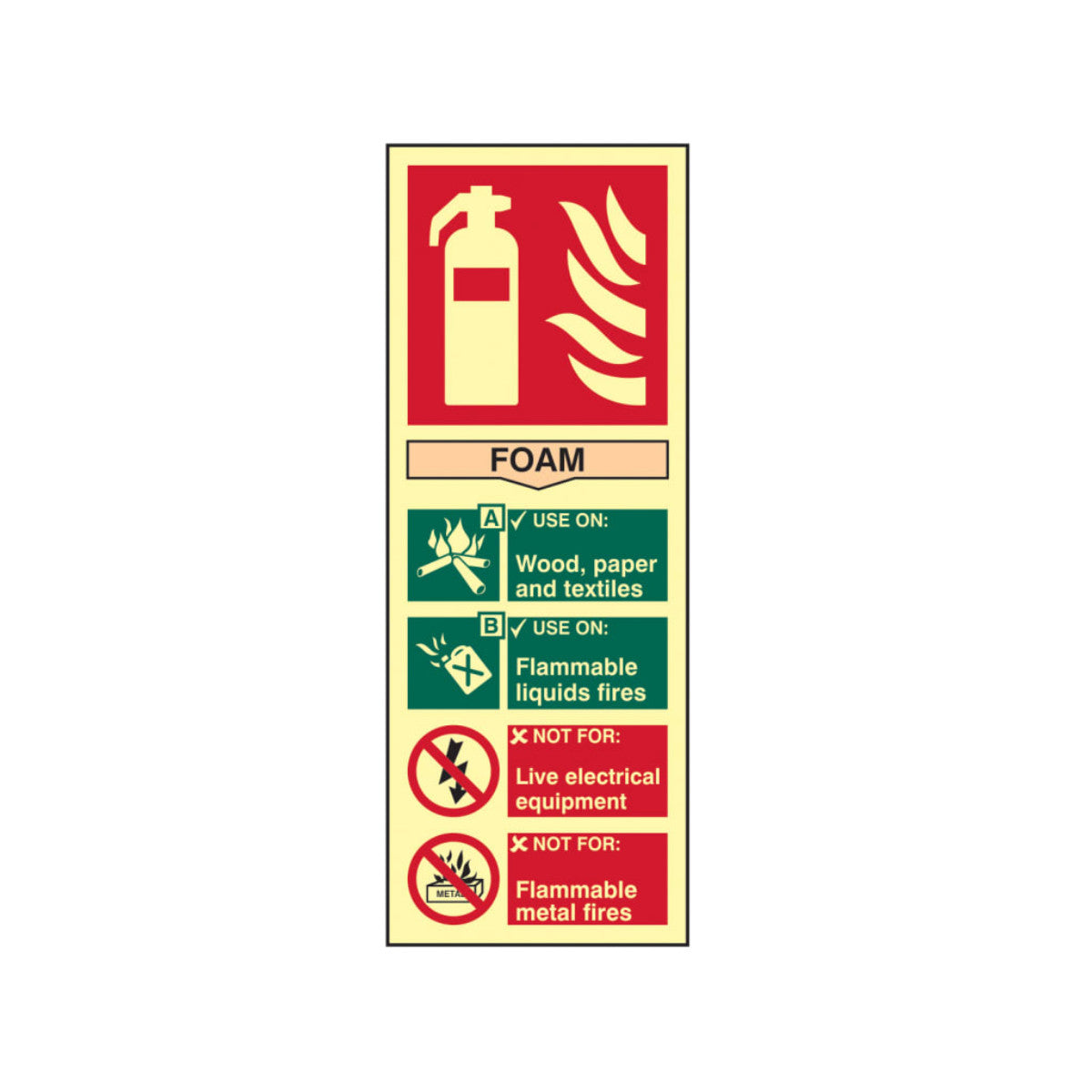 Scan Fire Extinguisher Composite Foam - Photoluminescent 75 x 200mm SCA1591