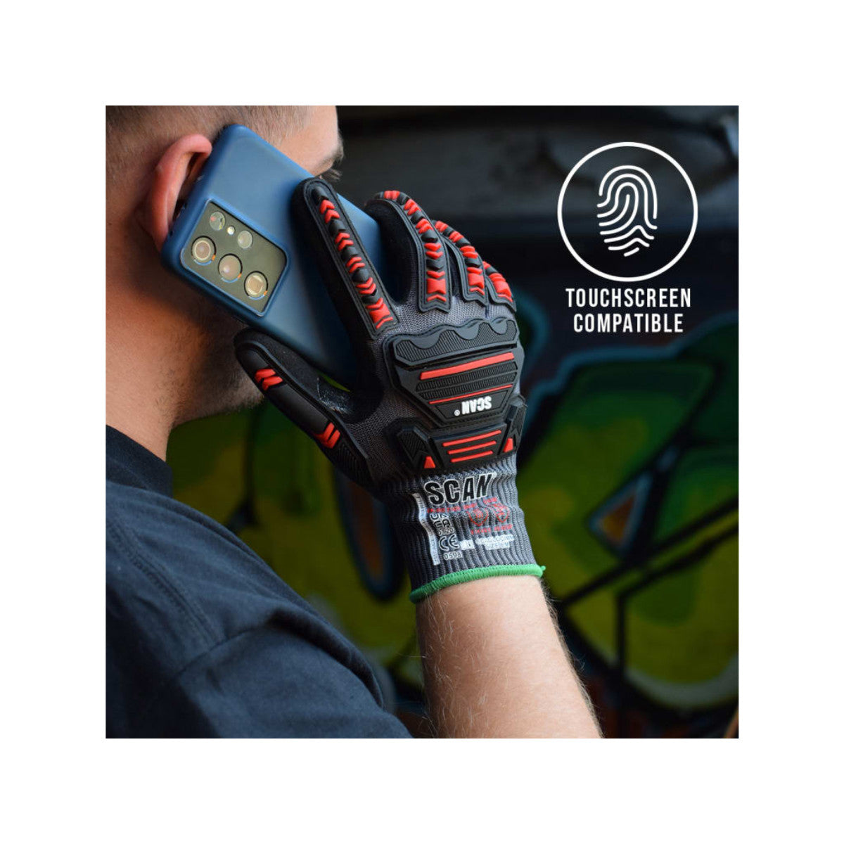 Scan Nitrile Palm Impact Cut D Gloves - L (Size 9) SCAGLOCIML