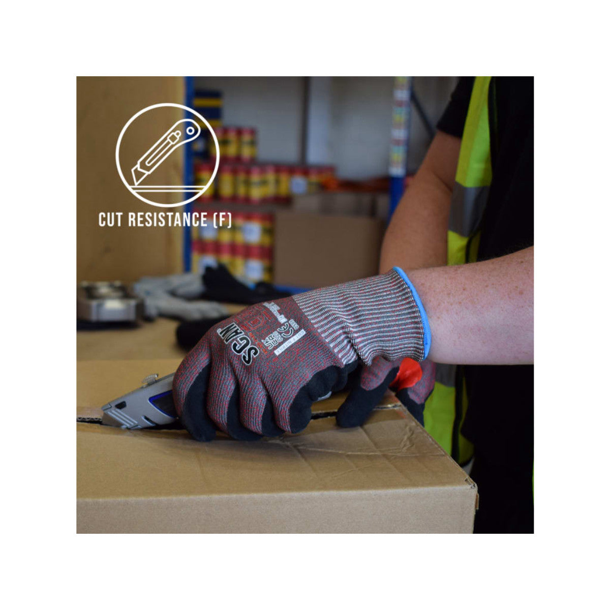 Scan Nitrile Palm Cut F Gloves - L (Size 9) SCAGLOCUTFL
