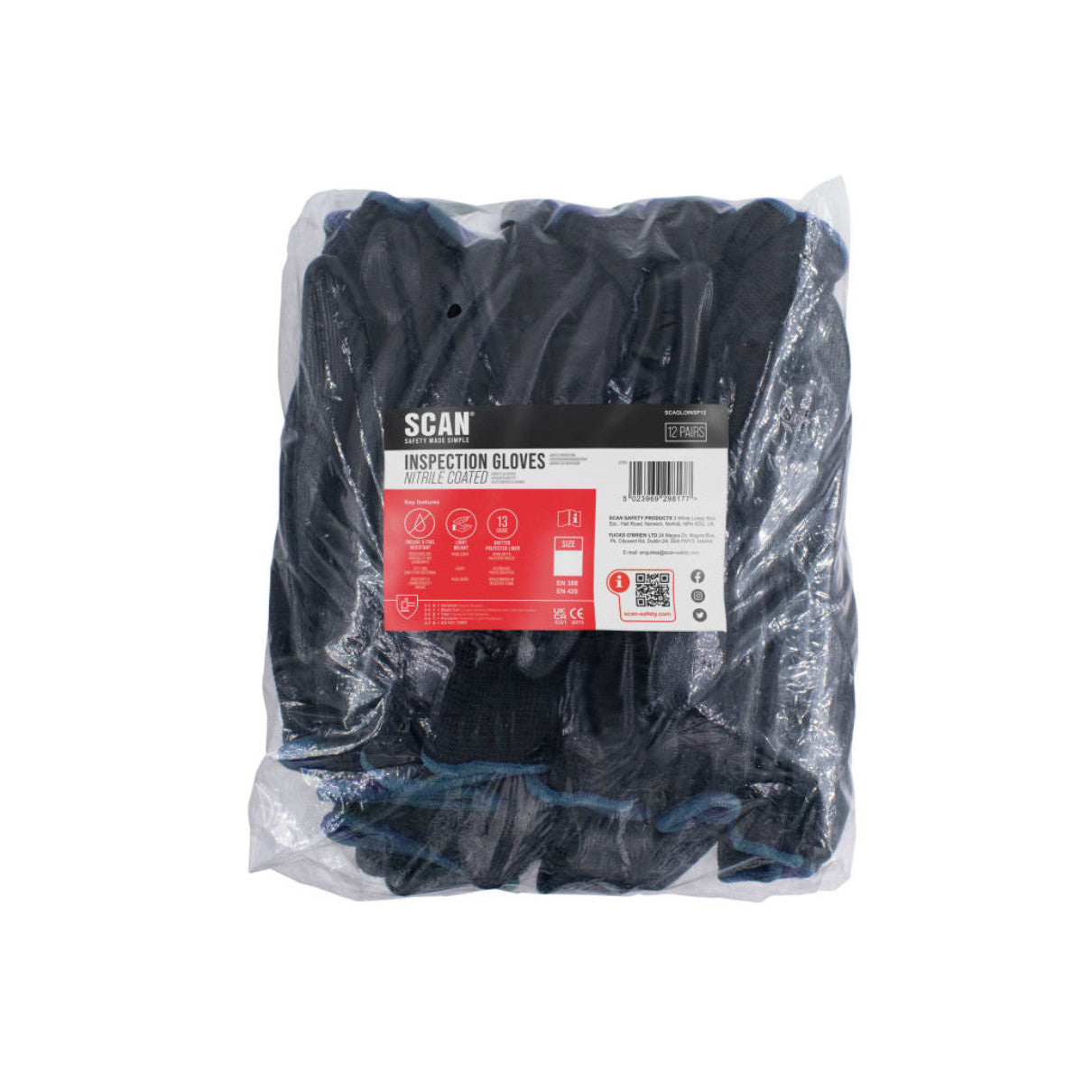 Scan Seamless Inspection Gloves - M (Size 8) (Pack 12) SCAGLOINS12M