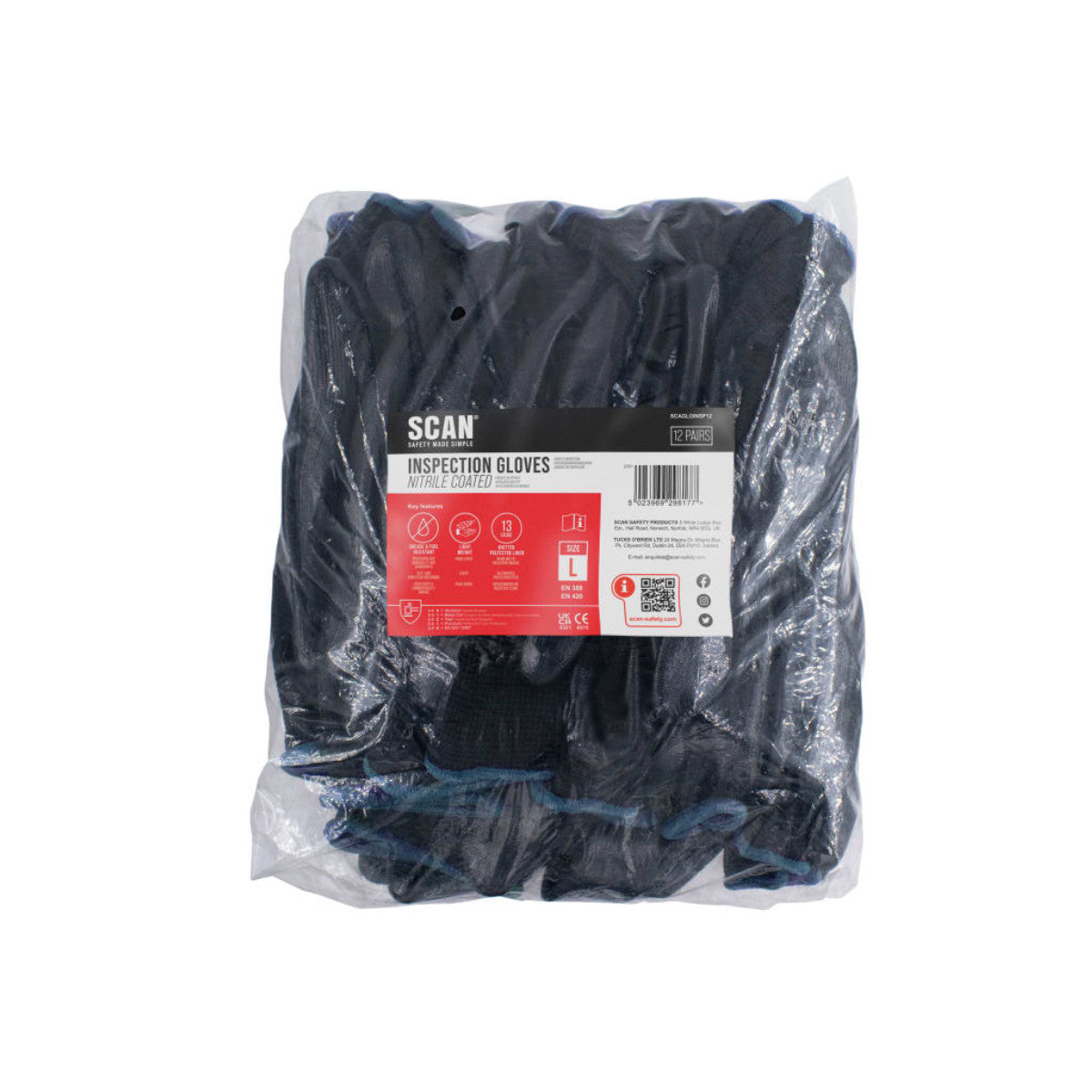 Scan Seamless Inspection Gloves - L (Size 9) (pack 12) SCAGLOINSP12