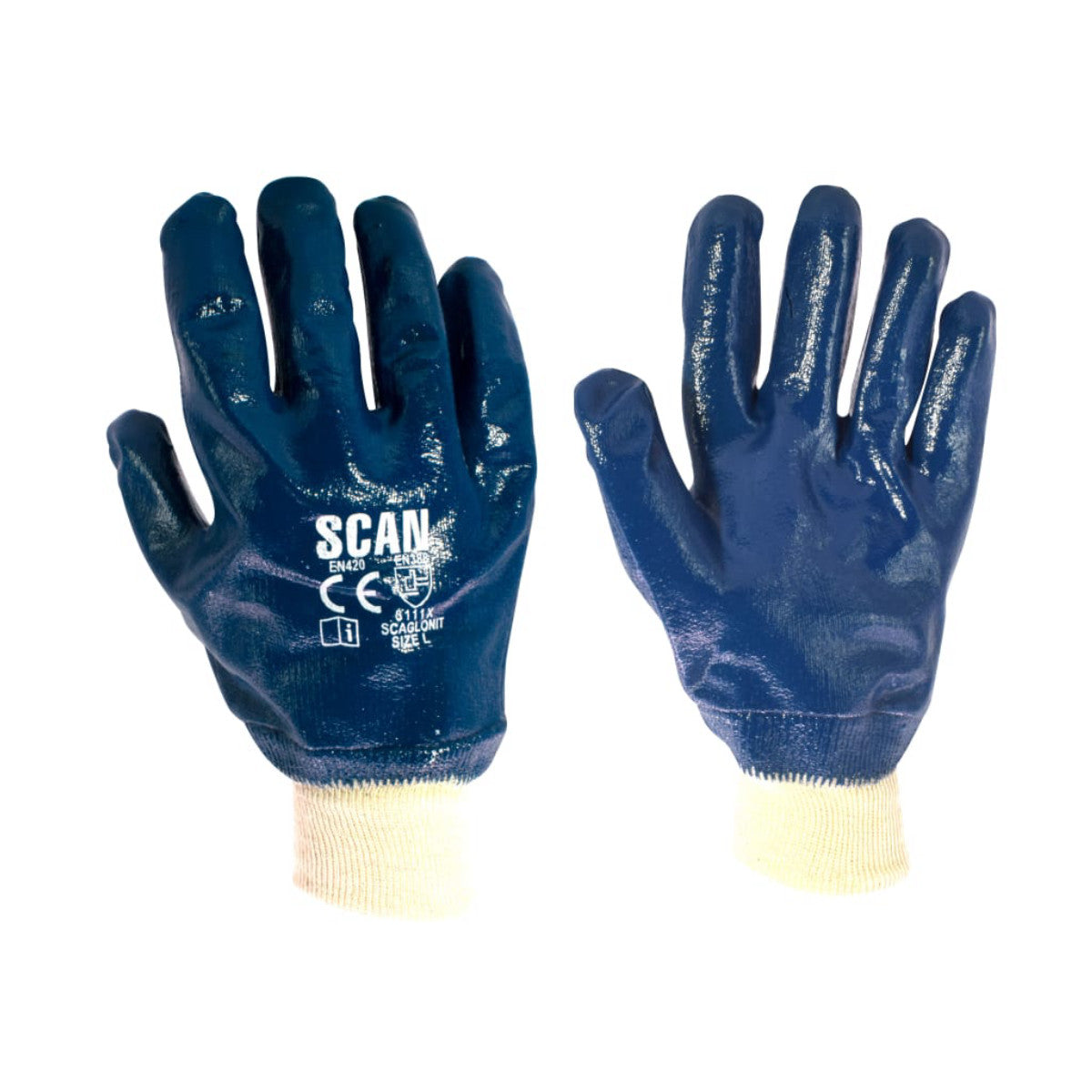 Scan Nitrile Knitwrist Heavy-Duty Gloves SCAGLONIT