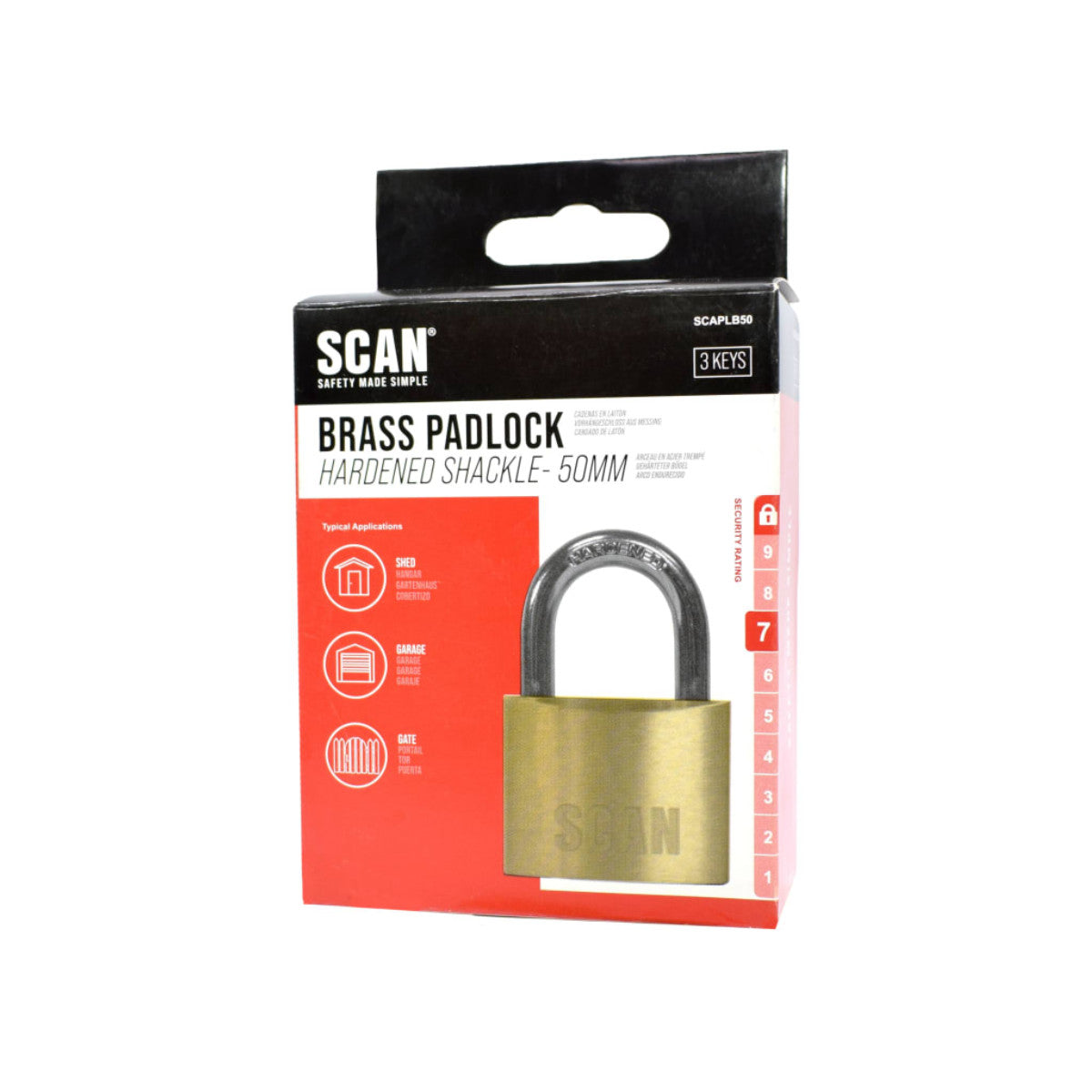 Scan Brass Padlock 50mm SCAPLB50
