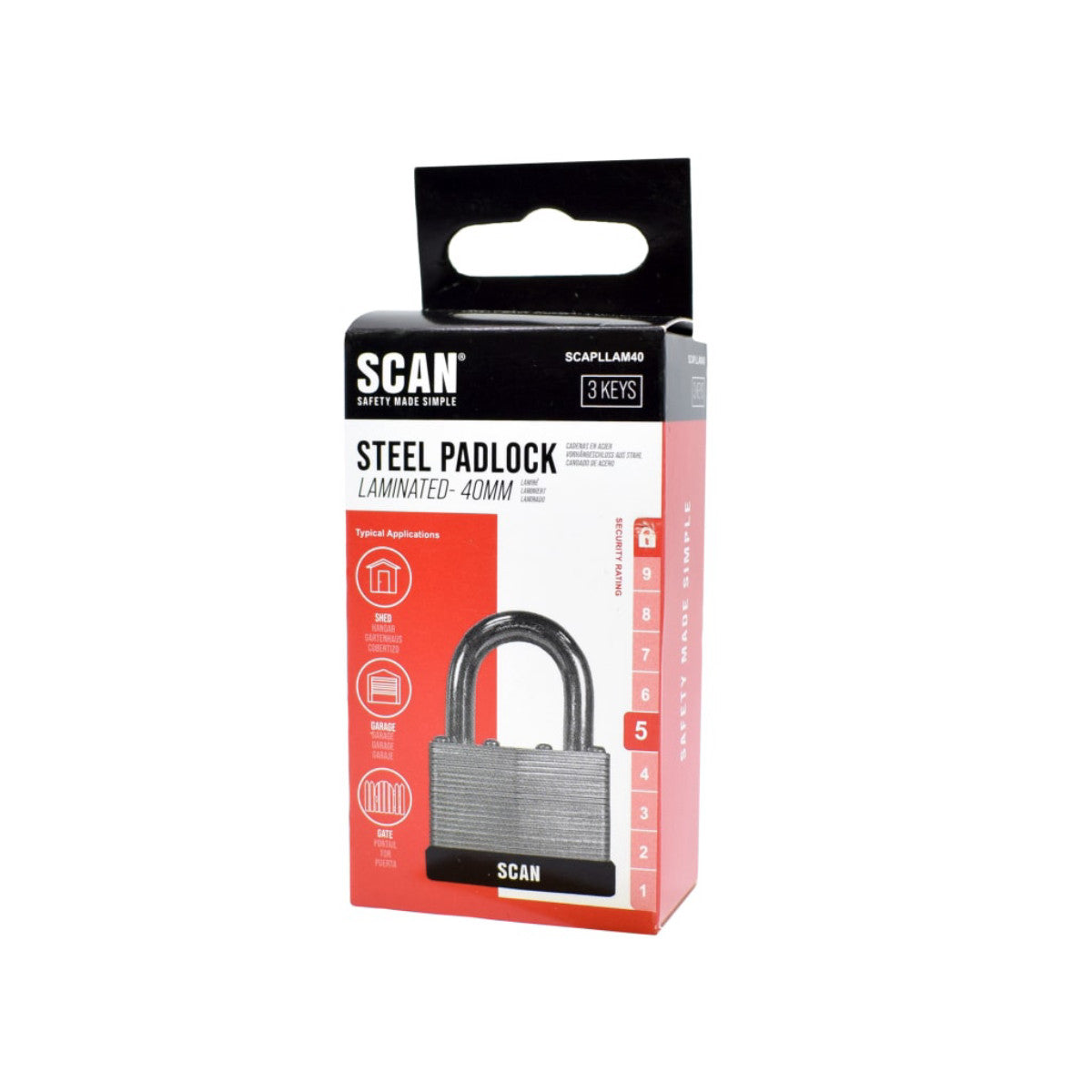 Scan Laminated Steel Padlock 40mm SCAPLLAM40