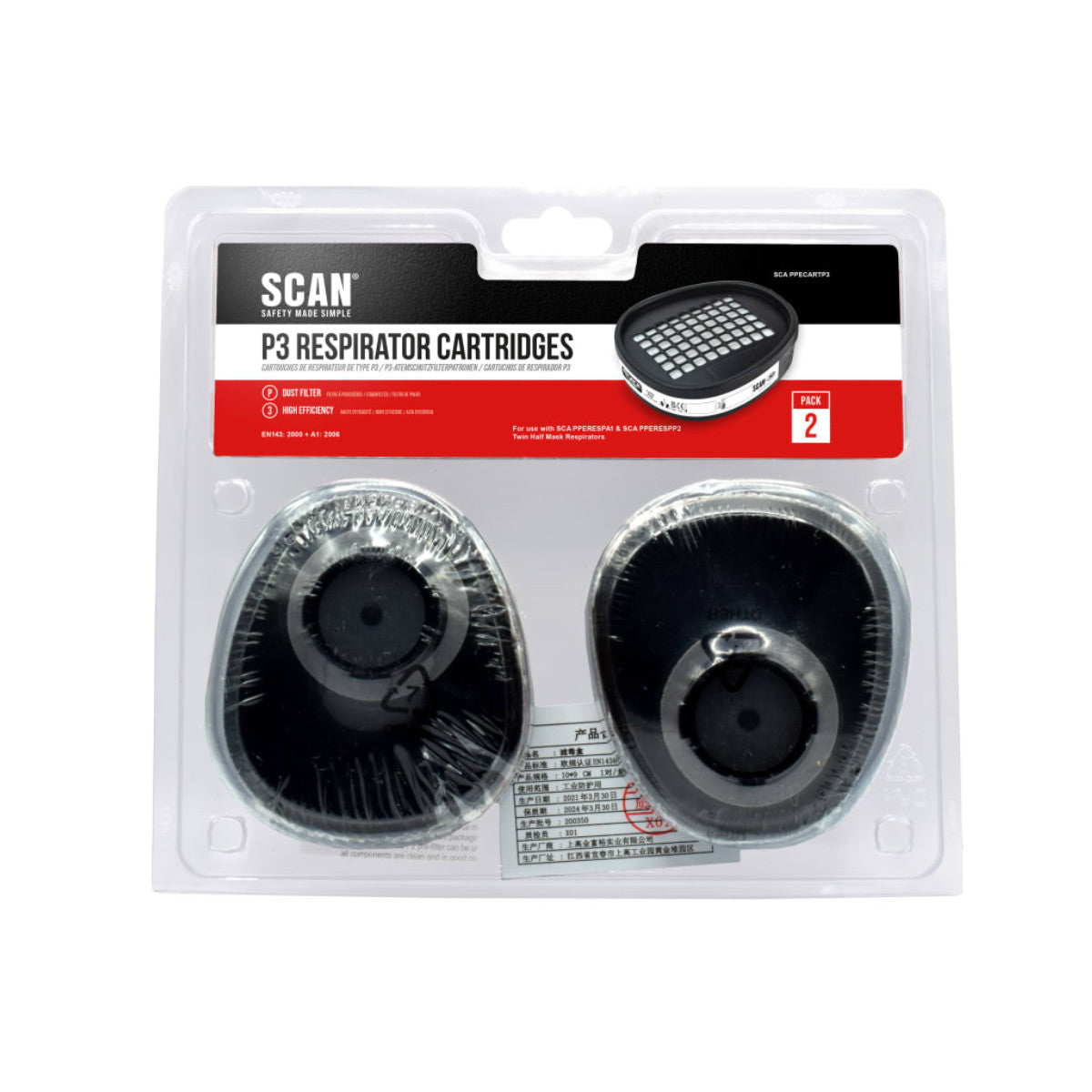 Scan Twin Filter Replacement Cartridge P3 (Pack of 2) SCAPPECARTP3