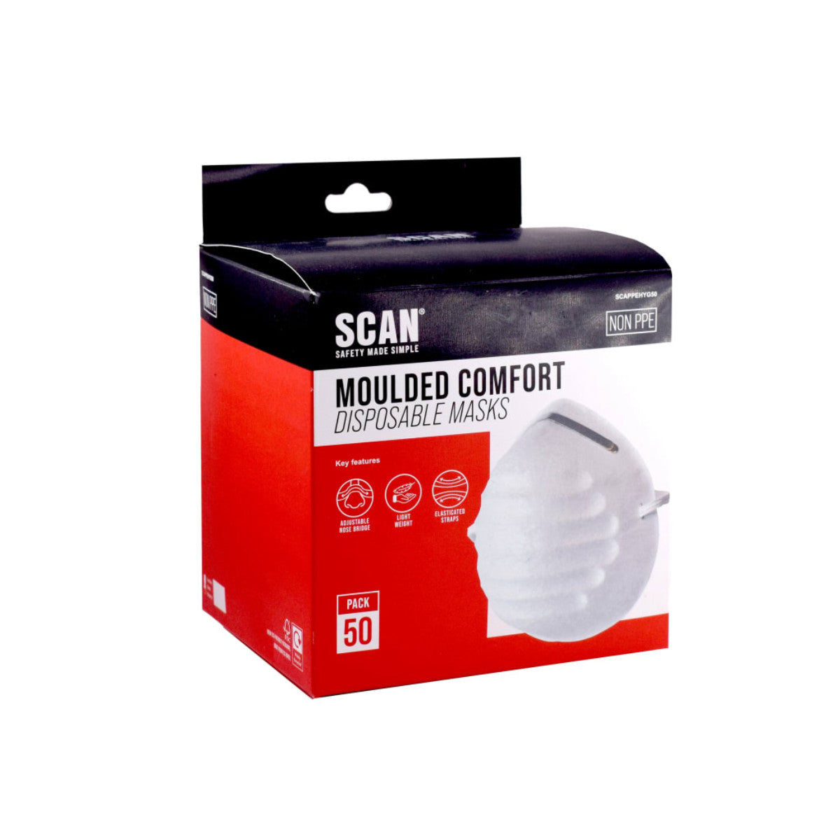 Scan Moulded Disposable Comfort Masks Box of 50 (Non PPE) SCAPPEHYG50