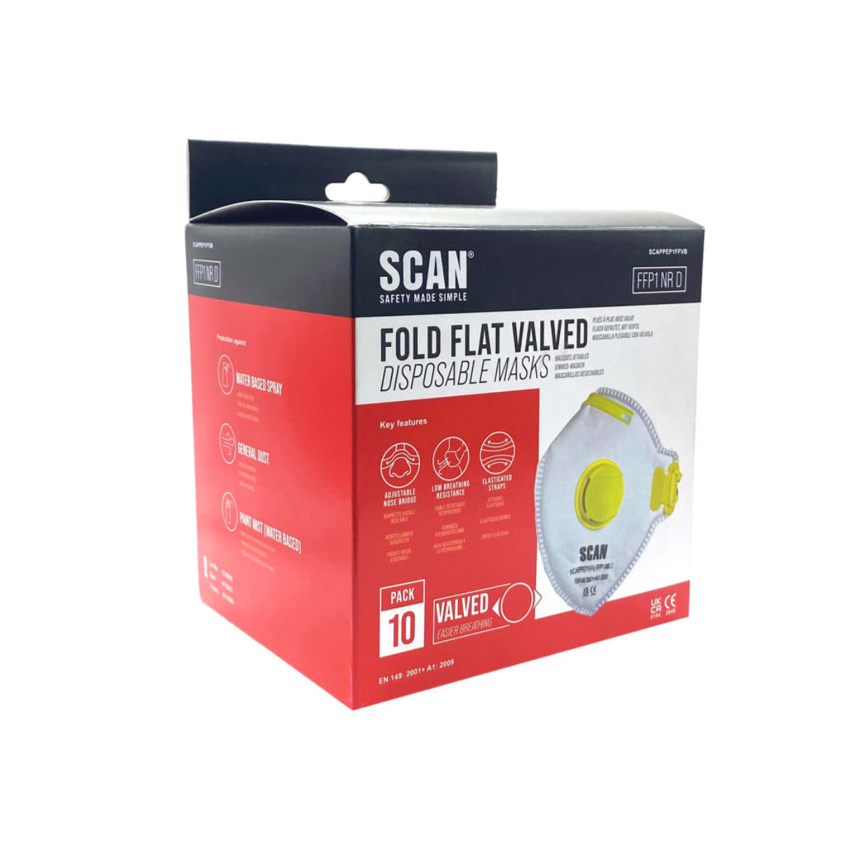 Scan Fold Flat Valved Disposable Mask FFP1 (Pack of 10) SCAPPEP1FFVB